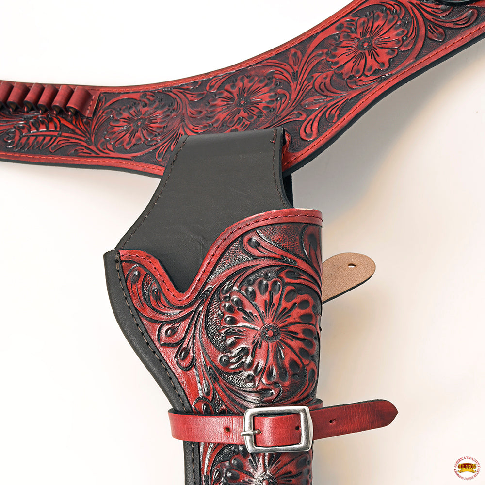 Hilason 44 Inch Western Right Hand Gun Holster Rig for 38 Cal - Genuine Leather Cowboy Belt & Holster Set - Perfect for Cowboy Action Shooting, Reenactments, and Western Style Outfits