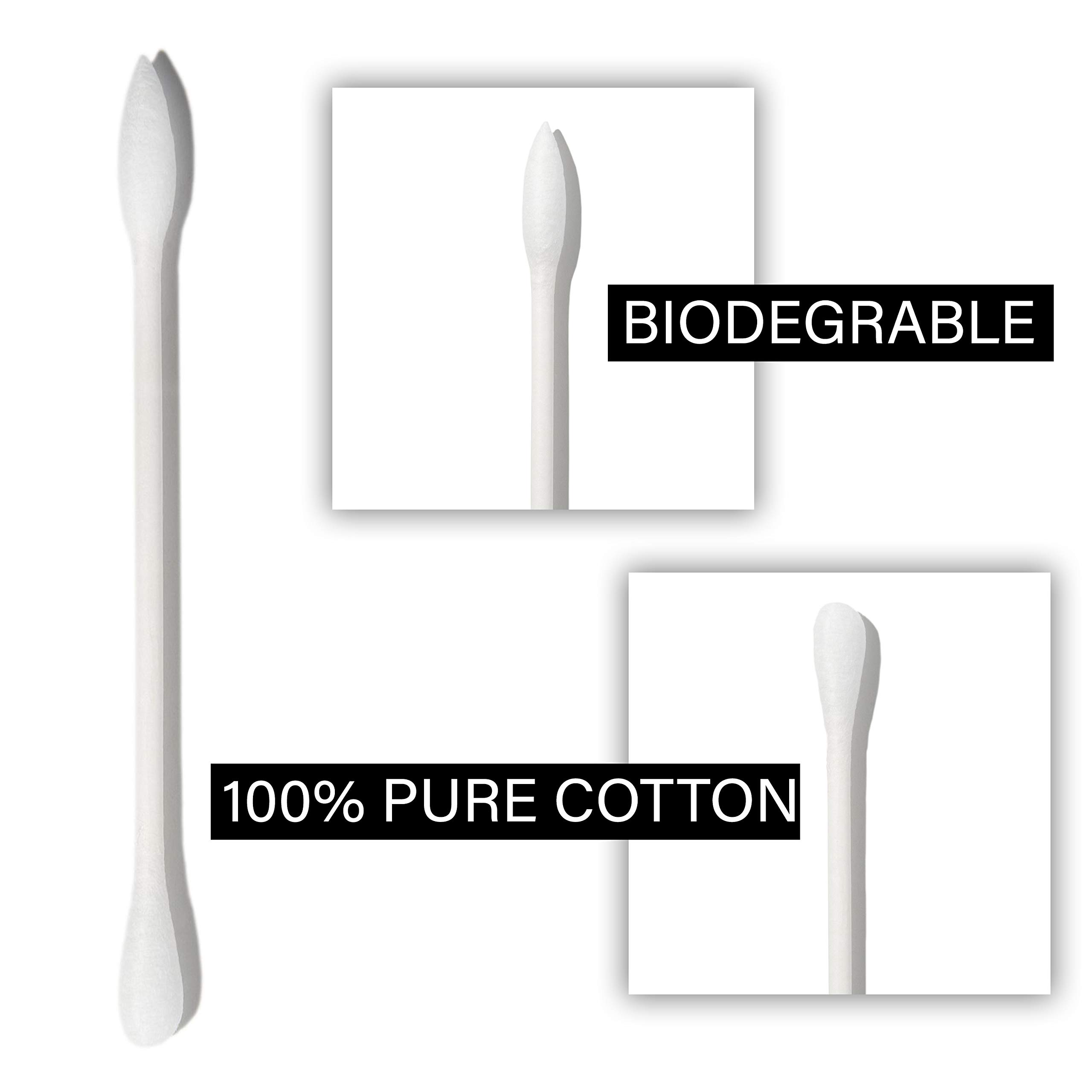 Pointed Q Tips Cotton Swabs - 180 Count Individually Wrapped, Recyclable & Biodegradable - Perfect for Makeup, Travel, First Aid, Baby Care & Electronics Cleaning - Travel Size Qtips for On-the-Go Convenience