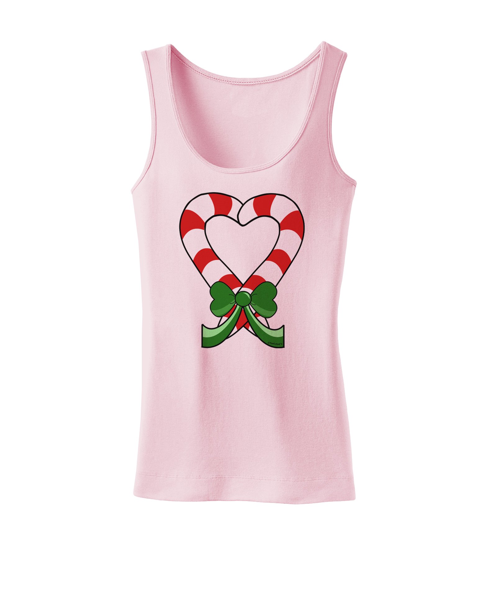 Festive Candy Cane Heart Print Women's Christmas Tank Top - Holiday Party, Gift Exchange & Family Gathering Outfit