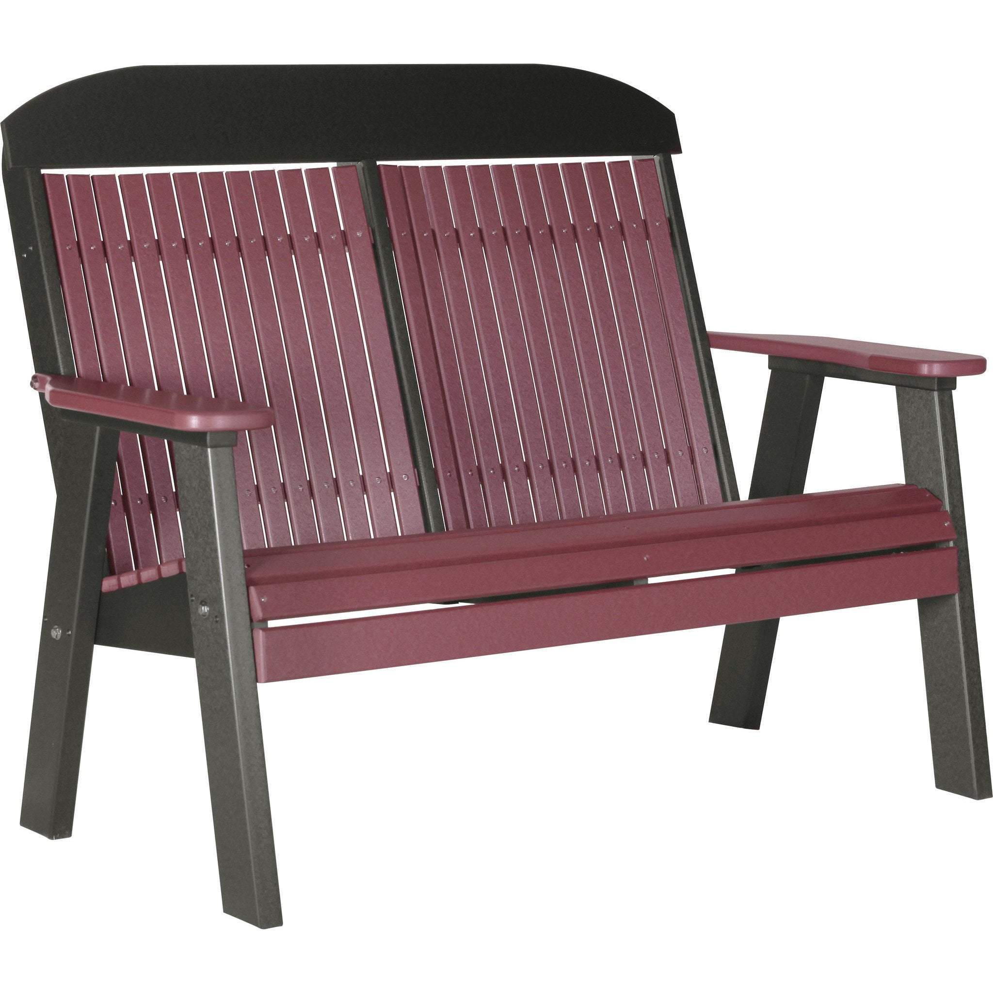 LuxCraft 4-Foot Classic Highback Recycled Plastic Outdoor Bench - Perfect for Patio, Garden, and Backyard Seating