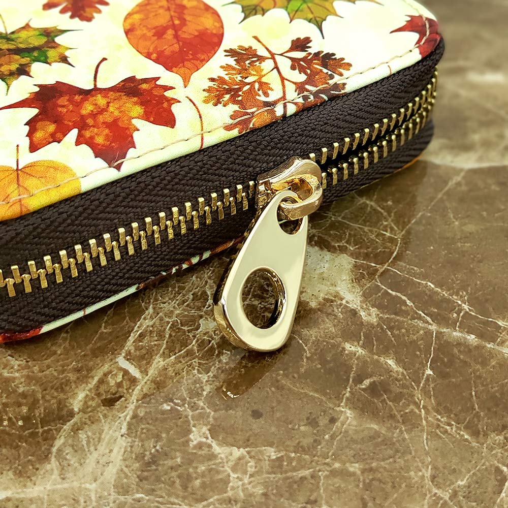 MOYYO RFID Blocking Leather Zipper Card Holder Wallet for Women - Stylish Printed Credit Card Case for Girls, Perfect for Travel, Shopping & Everyday Use