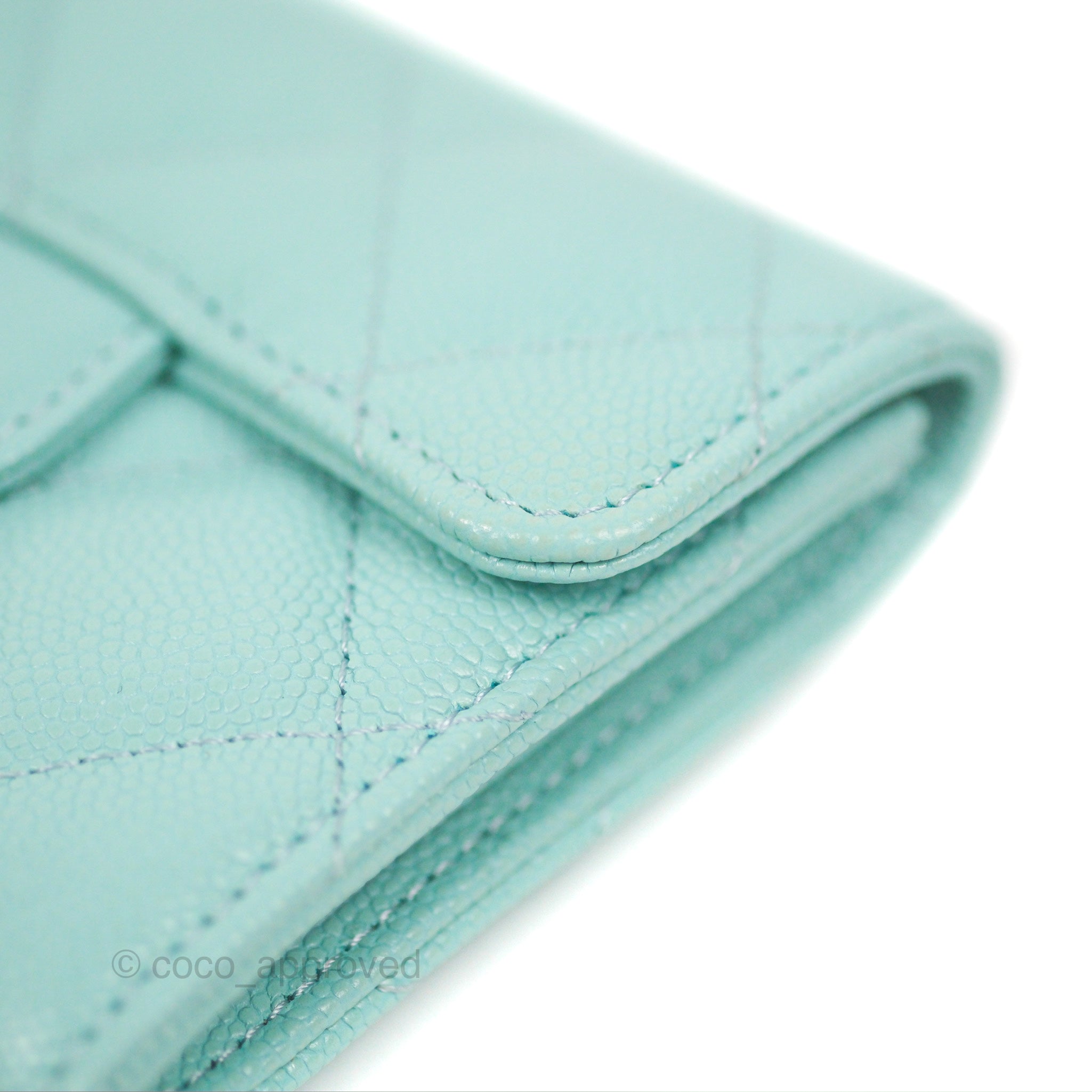 Chanel Classic Flap Coin Purse in Tiffany Blue Caviar Leather with Silver Hardware - Perfect for Everyday Use & Luxury Gift Giving