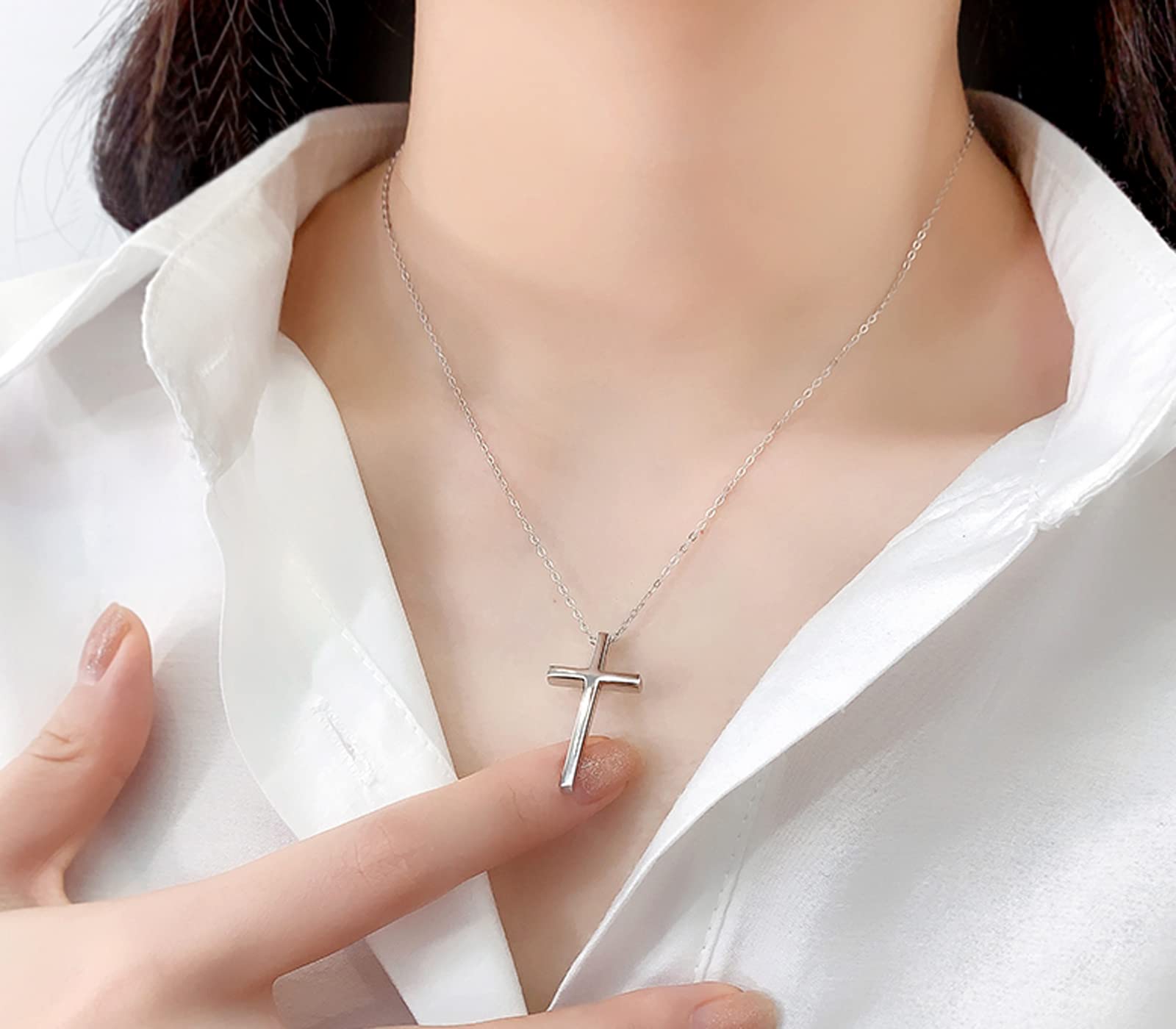 Elegant Small Cross Pendant Necklace for Women - Minimalist Sterling Silver Religious Jewelry - Perfect Mother's Day & Birthday Gift - Ideal for Church, Weddings & Everyday Wear