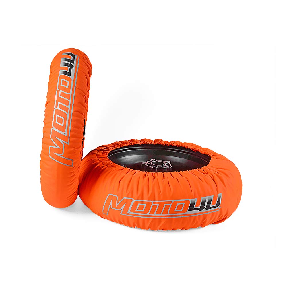 MOTO4U Racing Motorcycle Tire Warmers Set - Front 120 & Rear 180/190/200 - 110V with USA Plug - Orange Single Temperature - Perfect for Track Days, Superbike Racing & Winter Storage