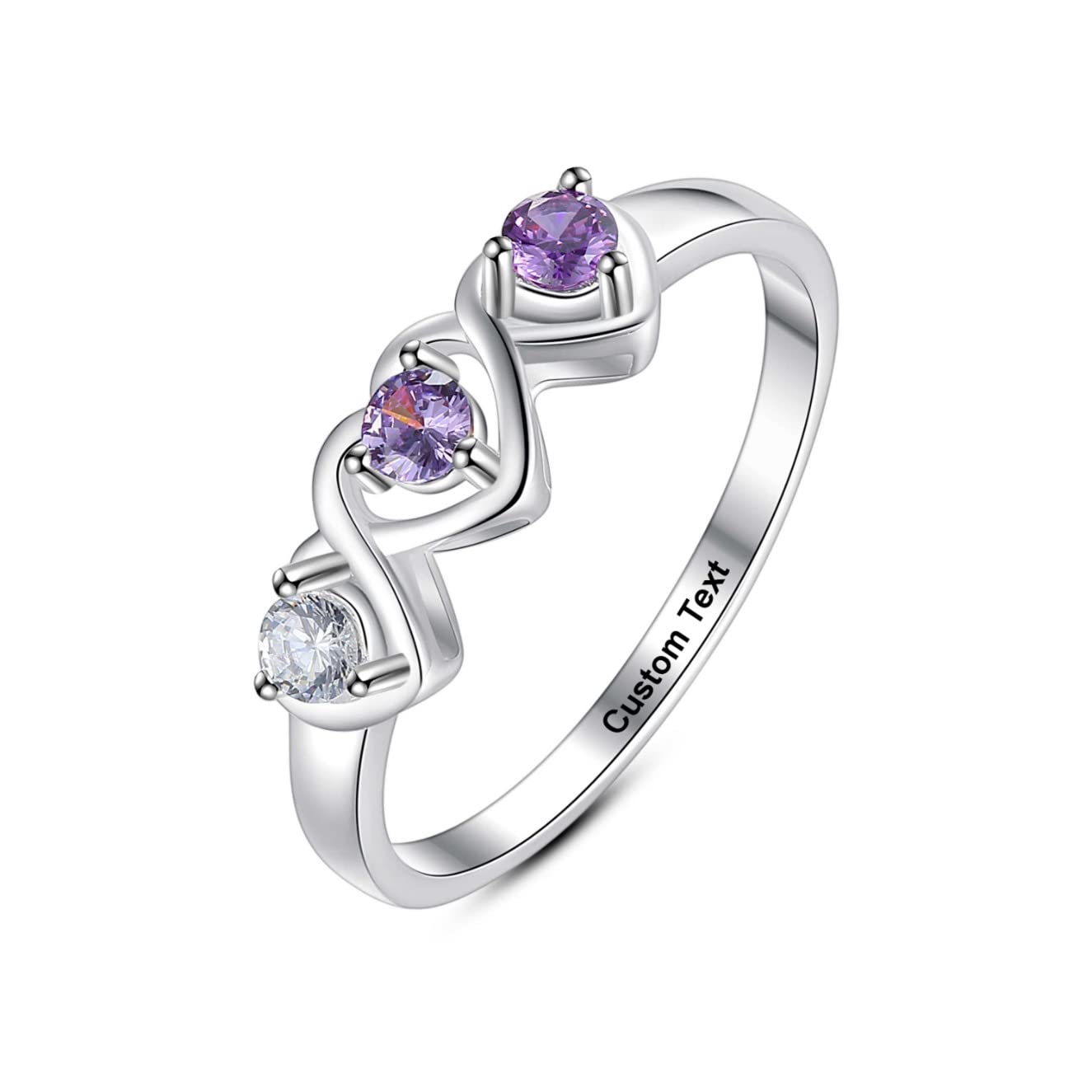 Personalized Sterling Silver Mothers Ring with 3 Birthstones - Custom Engraved Name Jewelry for Mom, Daughter, Grandmother | Perfect Gift for Mother's Day, Birthday, Friendship & Sisterhood | Wedding, Anniversary & Special Occasion Jewelry