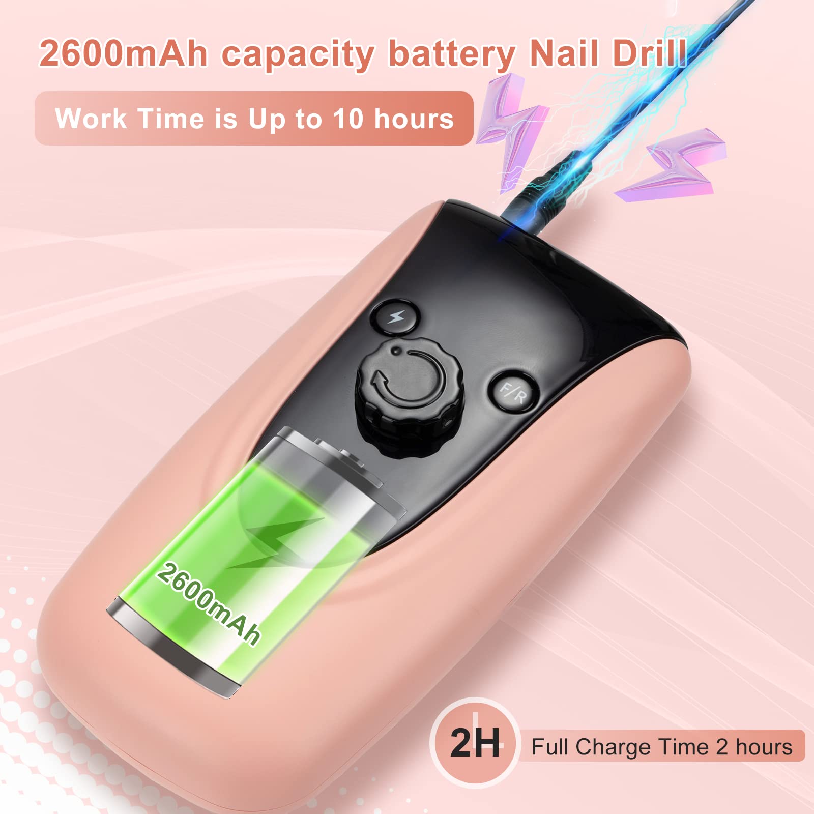 Professional 35000 RPM Rechargeable Nail Drill Machine Kit with 7pcs Ceramic Bits - Perfect for Acrylic, Gel Nails & DIY Manicures at Home or Salon