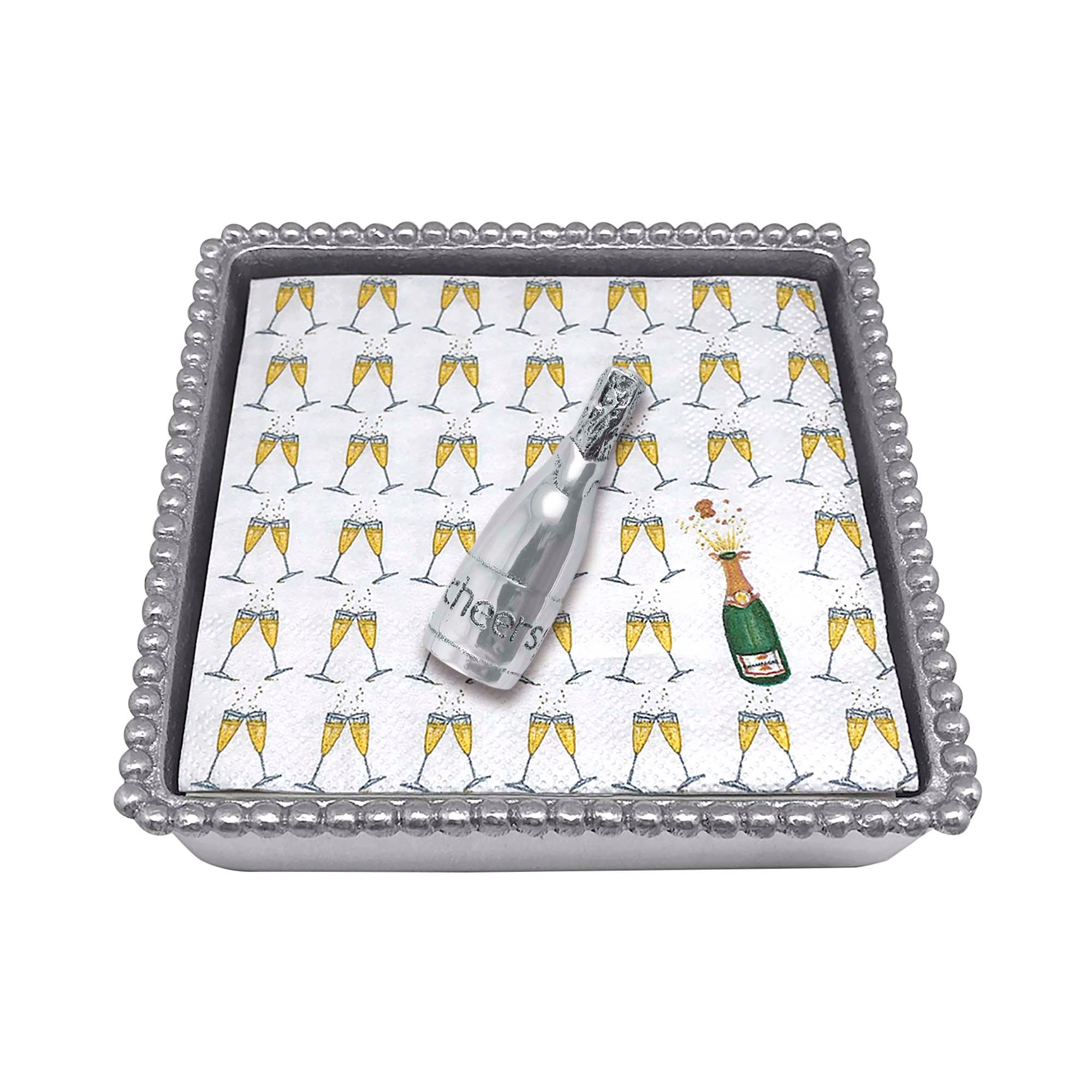 Champagne Napkin Holder - Elegant Table Decor for Weddings, Parties & Events - Premium Metal Napkin Weight for Outdoor Dining & Picnics