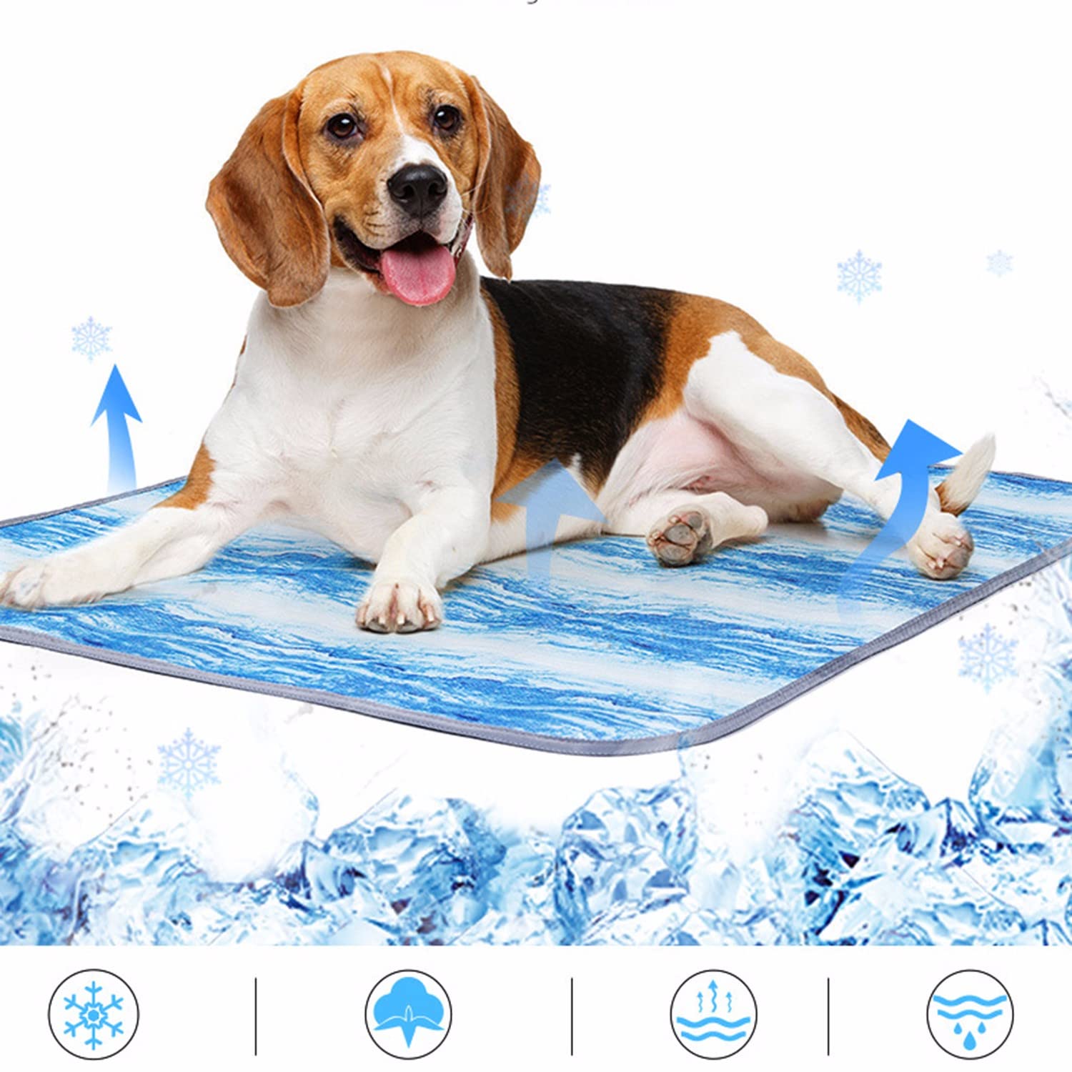 JTWMY Cooling Mat for Dogs & Cats - Ice Silk Pet Cooling Pad, Summer Cooling Blanket for Kennel, Sofa, Bed, Floor & Car - Portable, Washable, Blue | Keep Pets Cool in Hot Weather, Perfect for Indoor & Outdoor Use