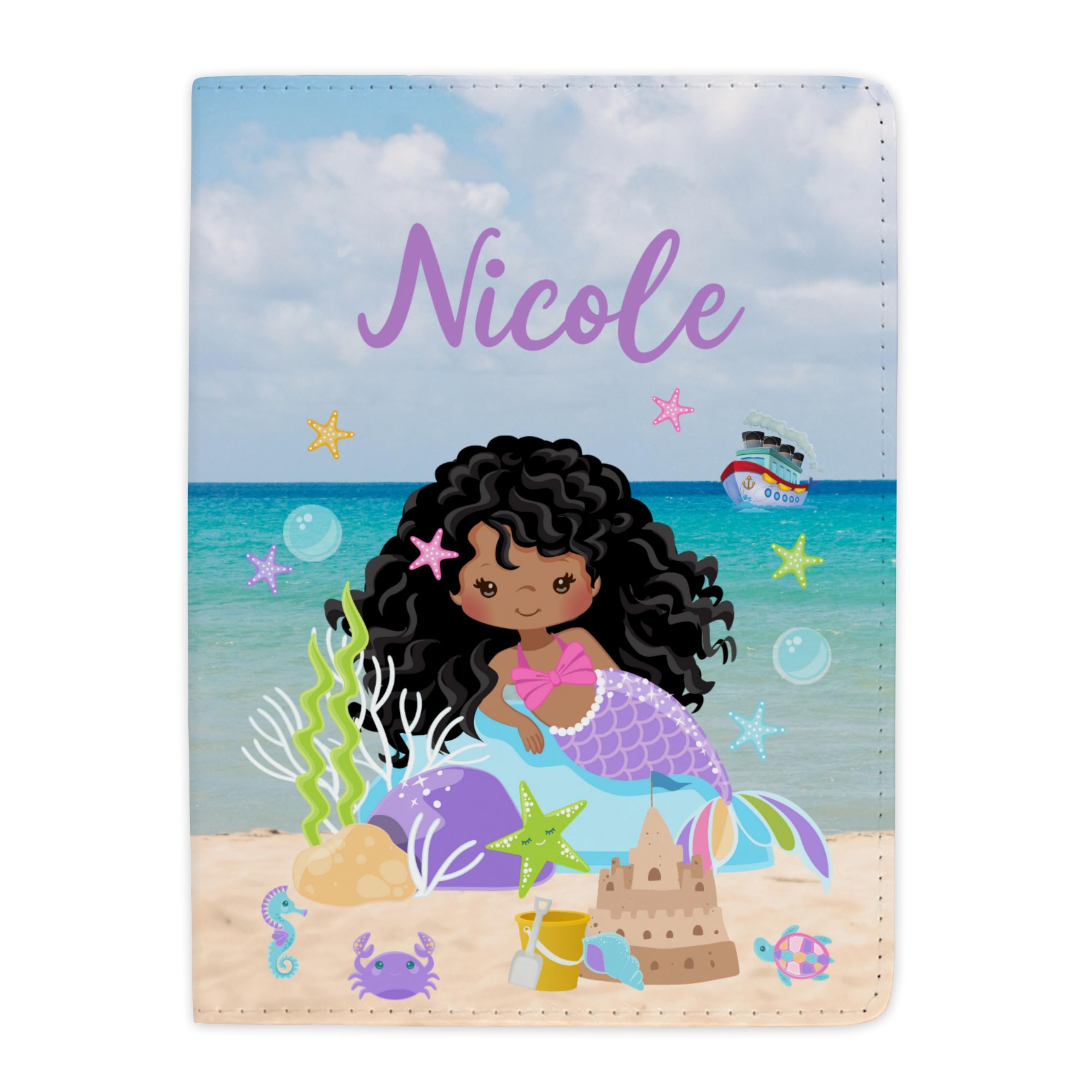 Mermaid Passport Holder & Luggage Tag Set - 5 Skin Tone Options - Waterproof Travel Accessories for Women - Perfect for Vacation, Cruise & Beach Trips