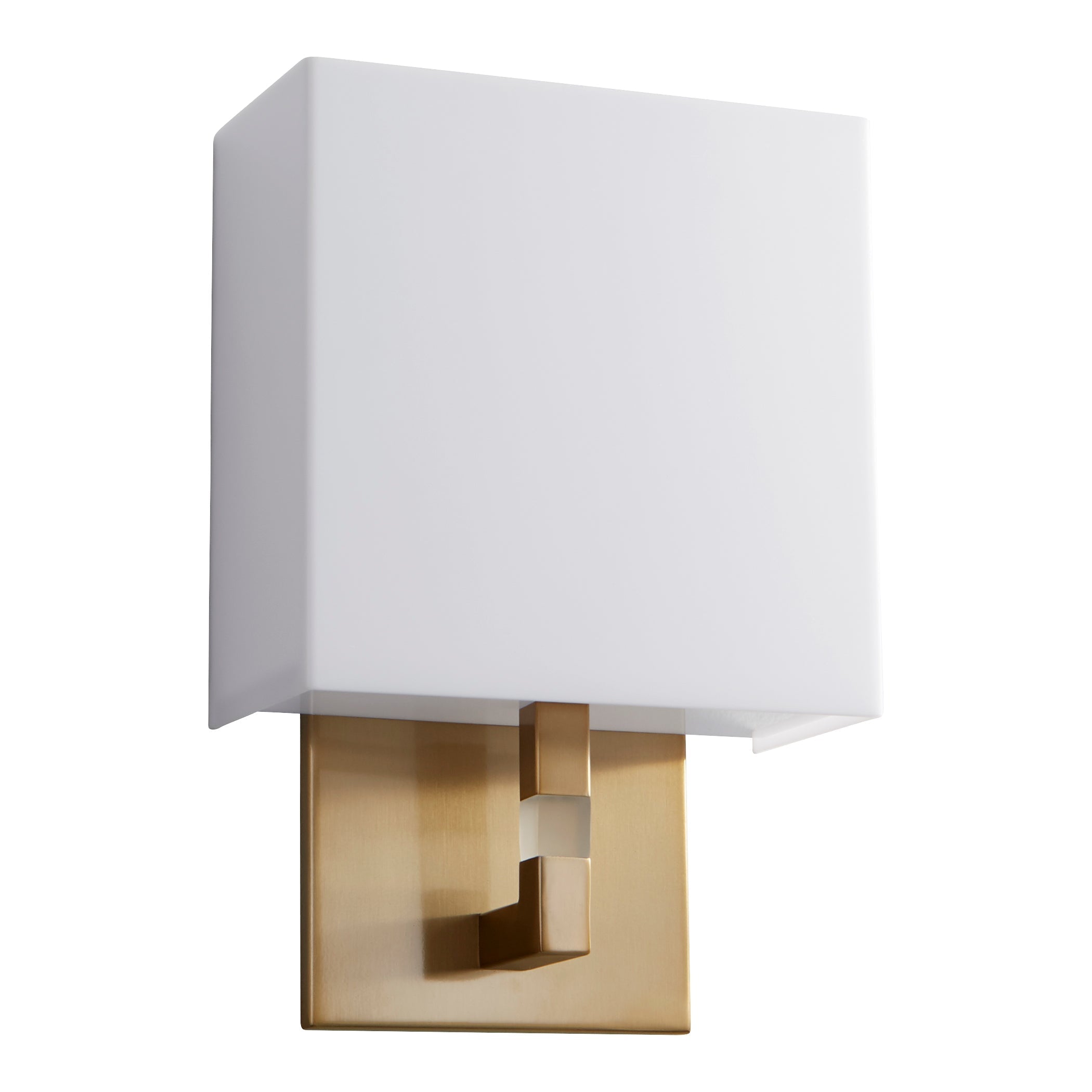 Oxygen Chameleon 3 521 40 Modern Wall Sconce - Aged Brass with Matte White Acrylic Shade - Perfect for Bedroom, Living Room, and Hallway Lighting Decor