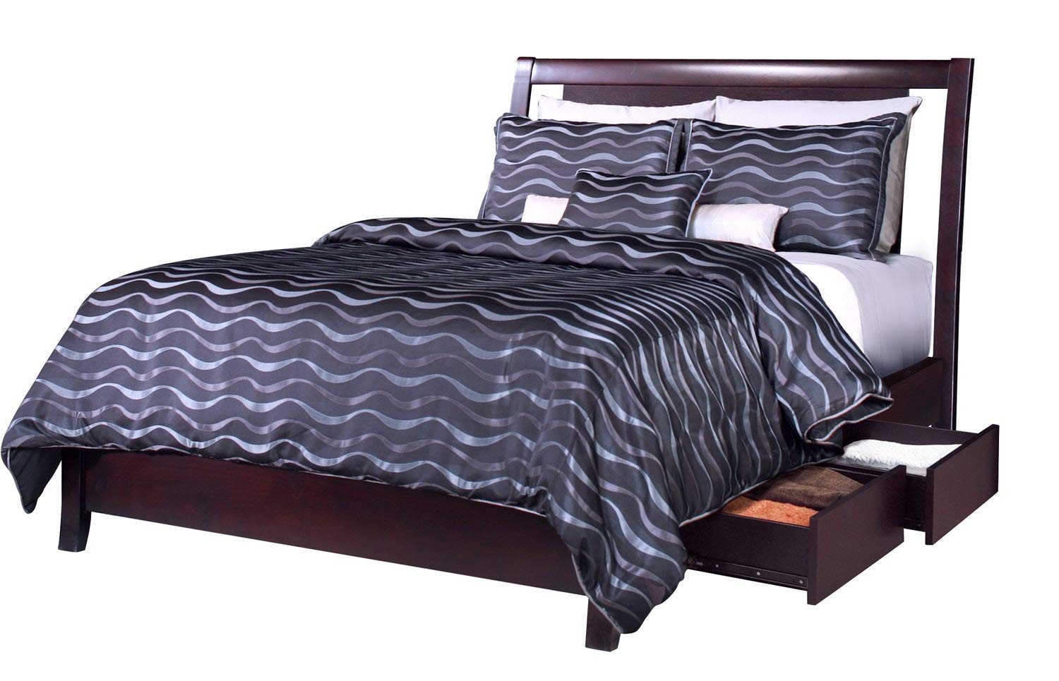 6-Piece Queen Storage Bed Set with 2 Nightstands, Dresser, Mirror & Chest in Espresso Mahogany - Complete Bedroom Furniture for Master Suite, Guest Room or Small Space Organization