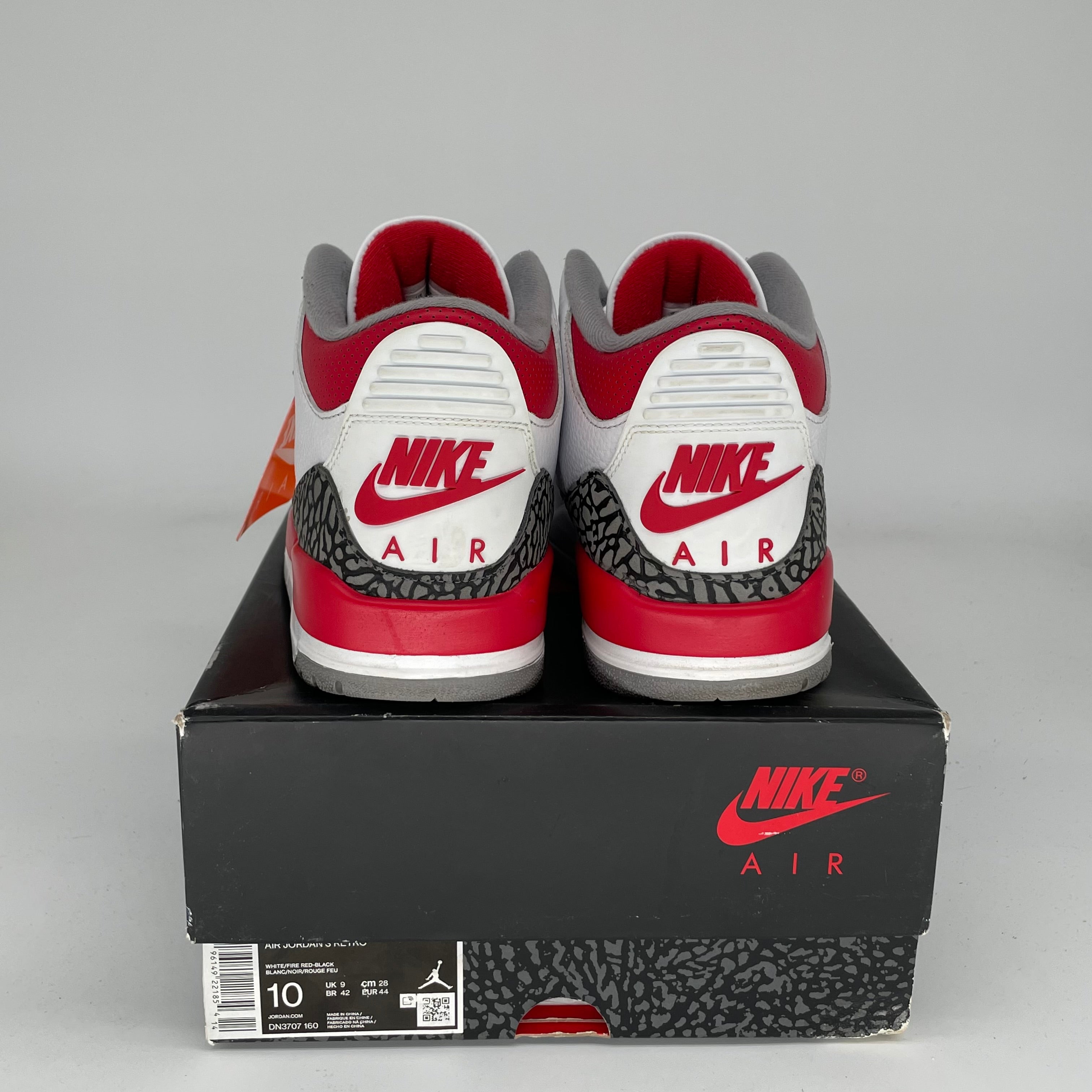 Original Air Jordan 3 Retro 'Fire Red' Men's Basketball Shoes - Size 10 (DN3707-160) | Authentic Nike Sneakers for Sports, Streetwear & Collectors