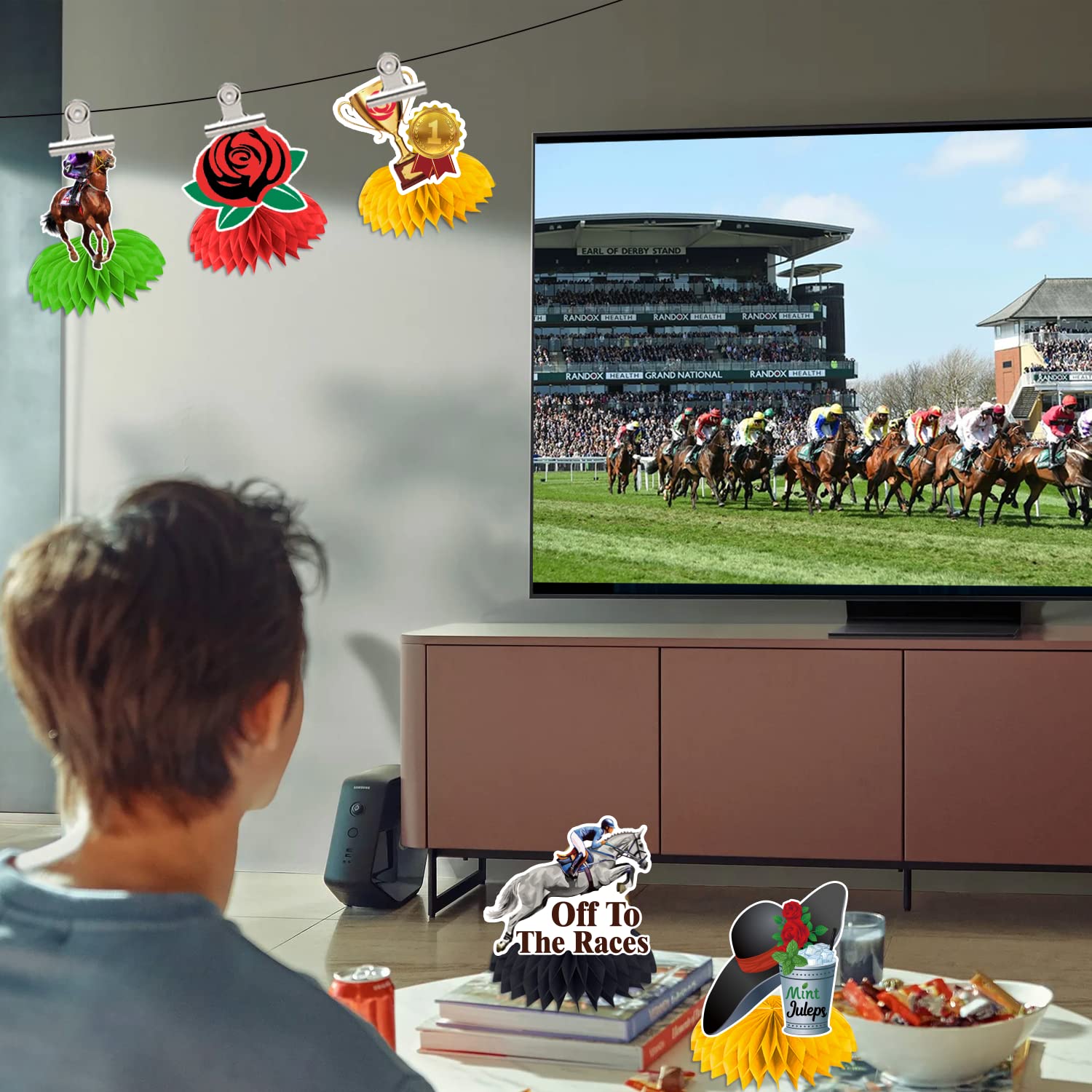 8 Pcs Kentucky Derby Party Honeycomb Centerpieces - 3D Double-Sided Horse Racing Table Decorations for Kentucky Themed Parties, Bridal Showers & Home Decor