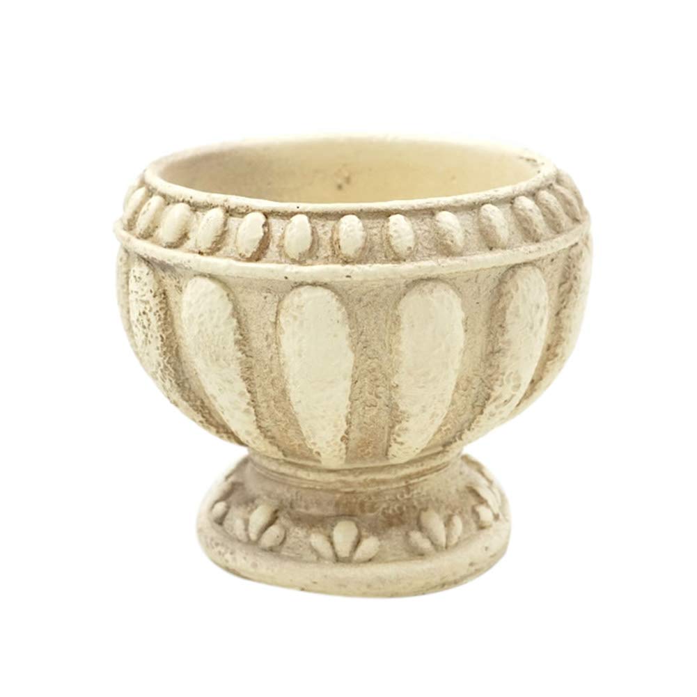 2 Pack Retro Roman Relief Style Succulent Planter Pots - Resin Indoor Cactus Containers for Home Decor, Office Desk & Garden Decorations - Perfect for Small Plants, Air Plants & Succulents
