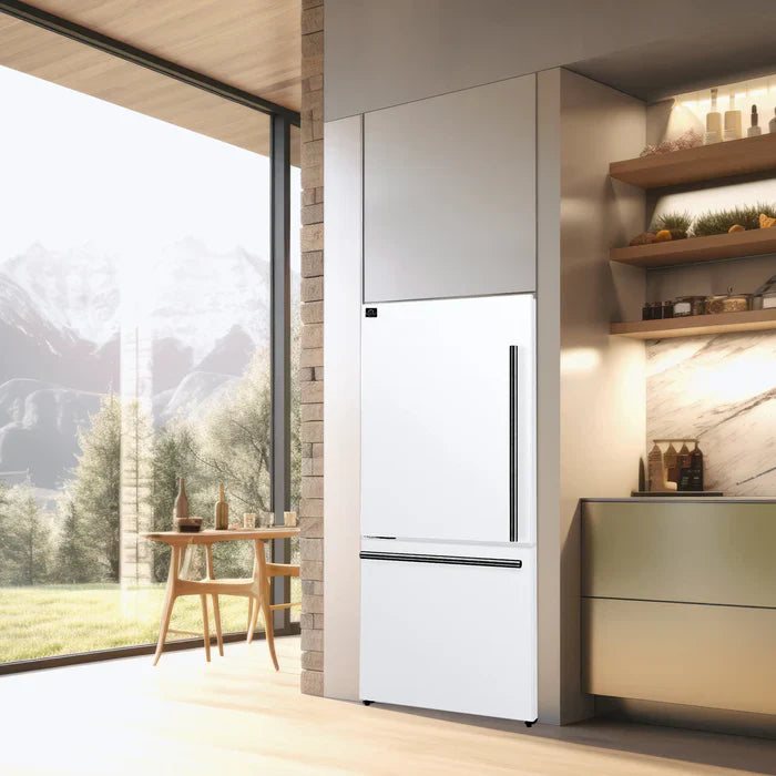 FORNO Milano Espresso 31 Inch 17.2 cu. ft. Bottom Freezer Refrigerator - Energy Efficient Stainless Steel Fridge with Adjustable Shelves | Perfect for Kitchen, Office, or Small Apartment | Model FFFFD1786