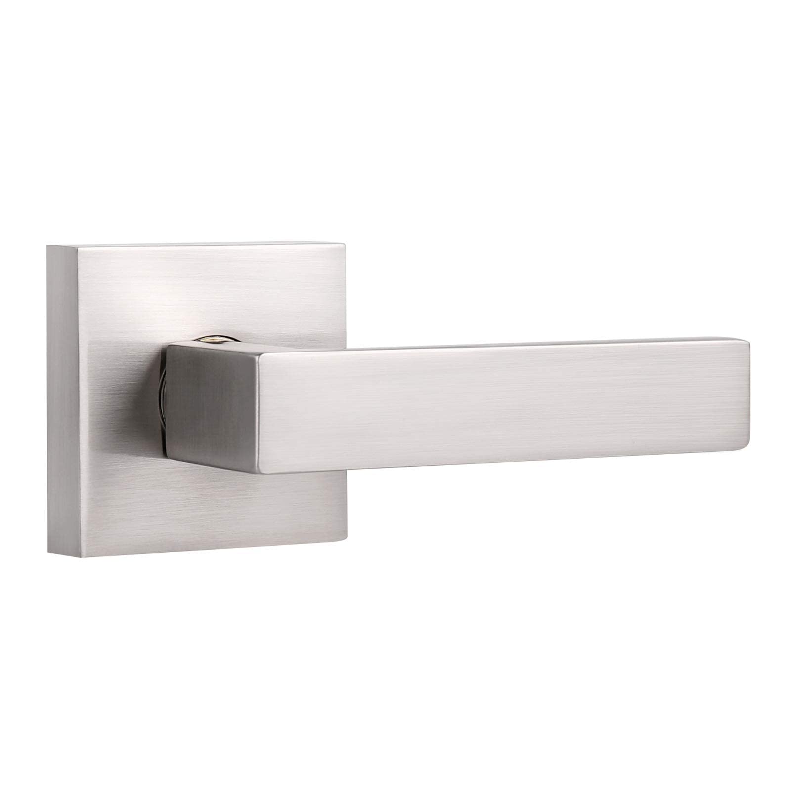 7 Pack Satin Nickel Dummy Door Handles - Square Interior Door Levers for Single Sided Installation | Perfect for Closets, Pantries & Decorative Doors