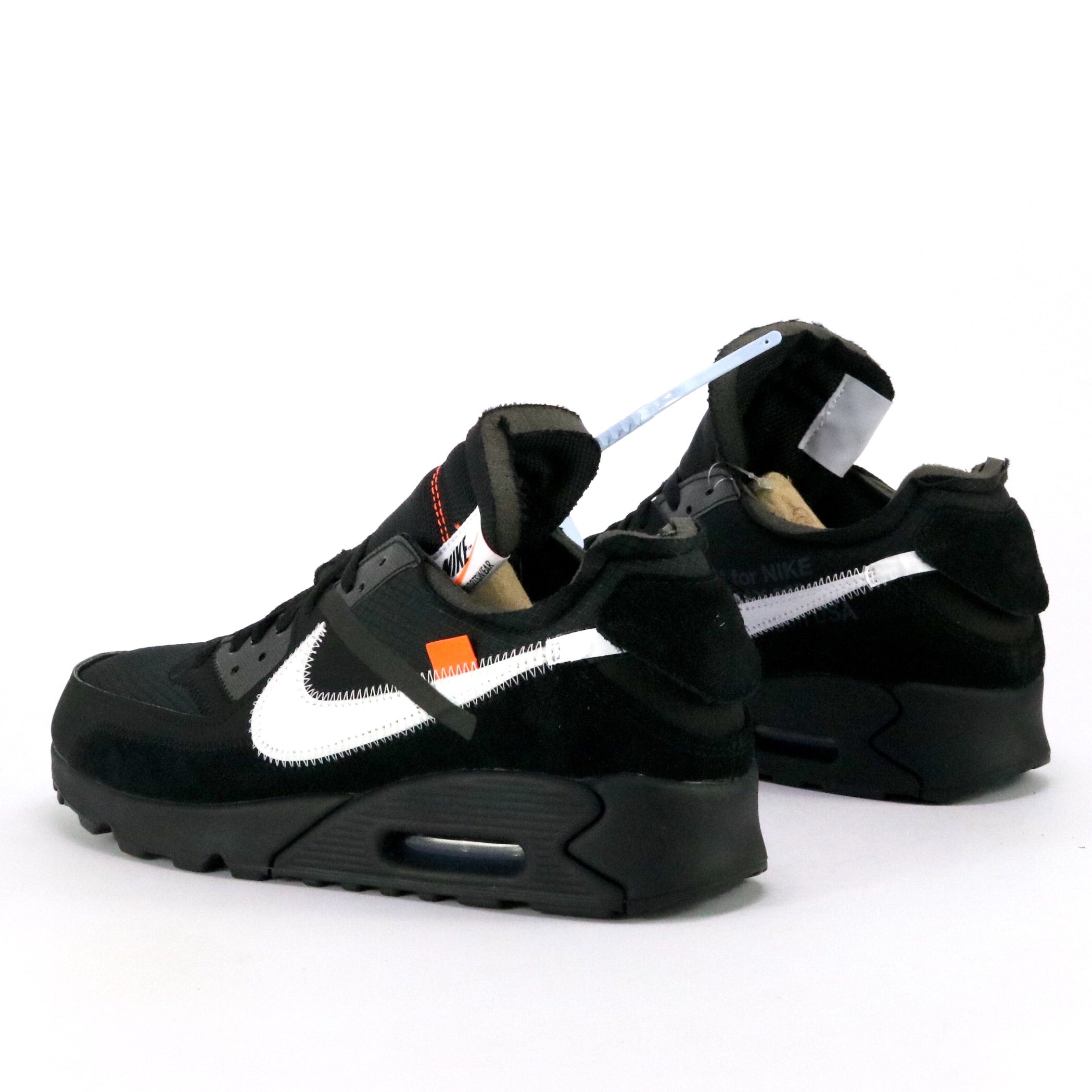 OFF WHITE x Nike Air Max 90 Sneakers - Black & White Retro Running Shoes for Men & Women | Streetwear Fashion, Gym Workout & Casual Wear