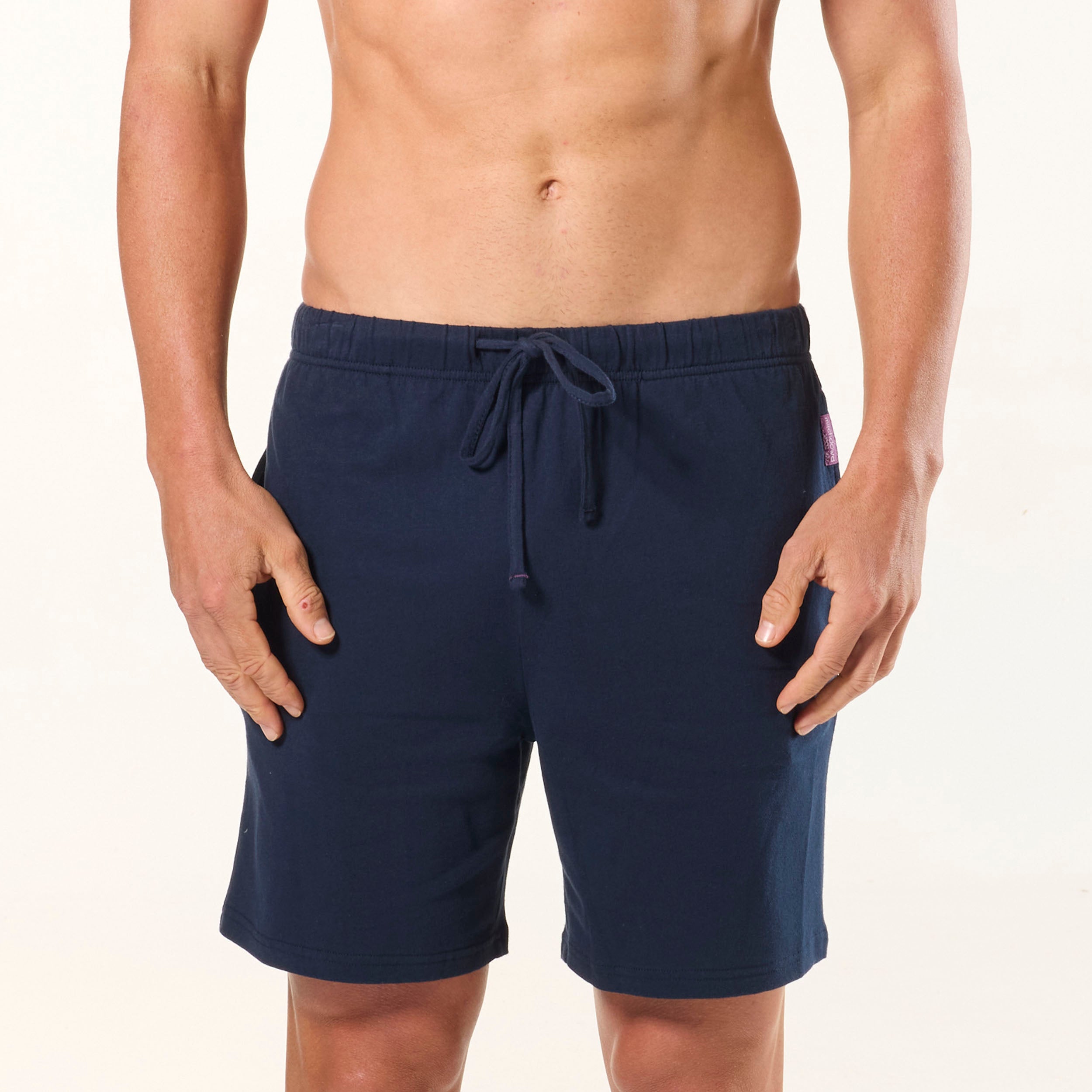 Men's Classic Slim Leg Cotton Knit Sleep Shorts 2-Pack - Navy & Grey Marle | Soft & Breathable Lounge Shorts for Nightwear, Home Relaxing & Summer Comfort