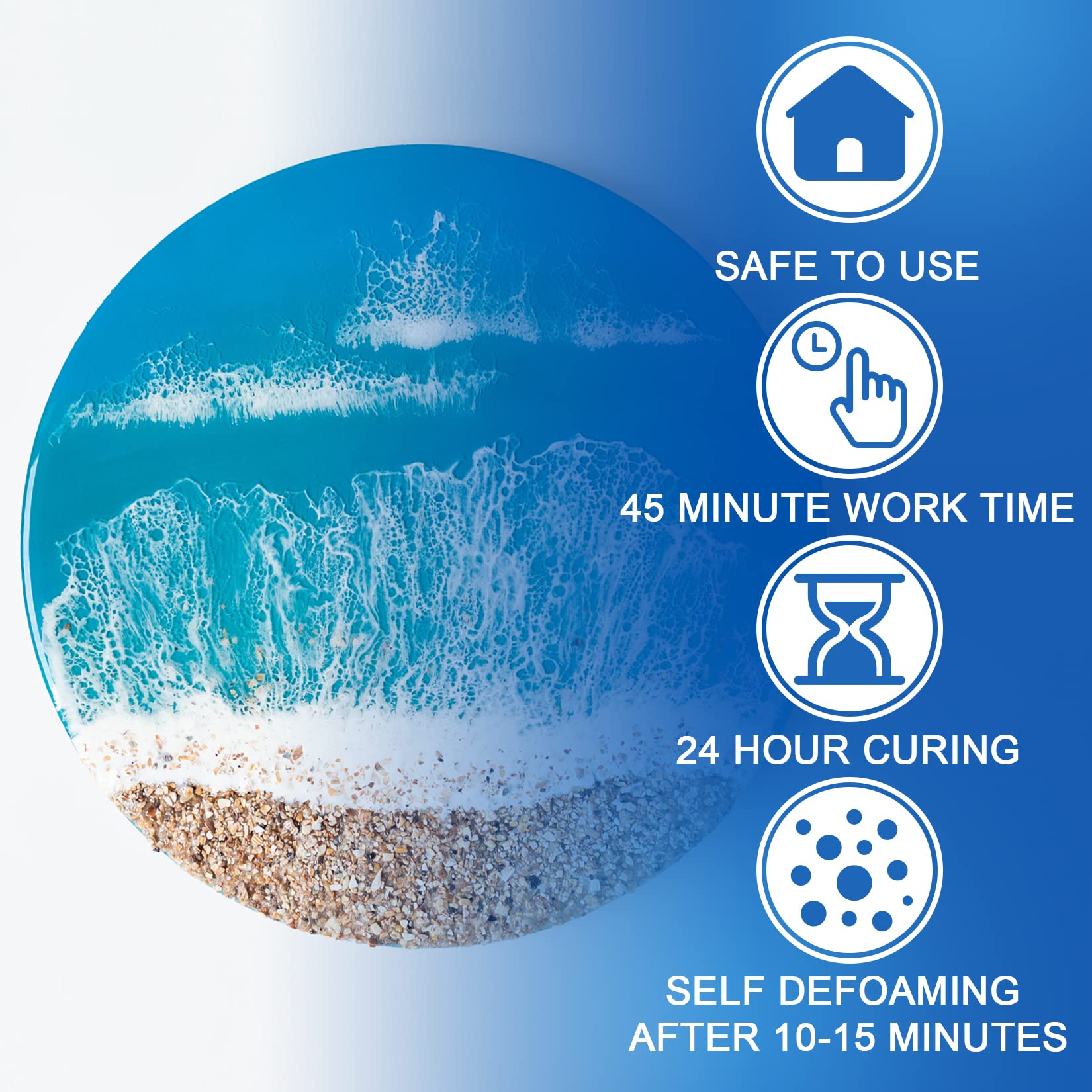 1 Gallon Clear Epoxy Resin Kit with Pigment & Glitter - Self-Leveling 1:1 Casting Resin & Hardener for River Tables, Jewelry Making, Mold Casting - Perfect for DIY Art Projects, Home Decor, and Crafting Supplies