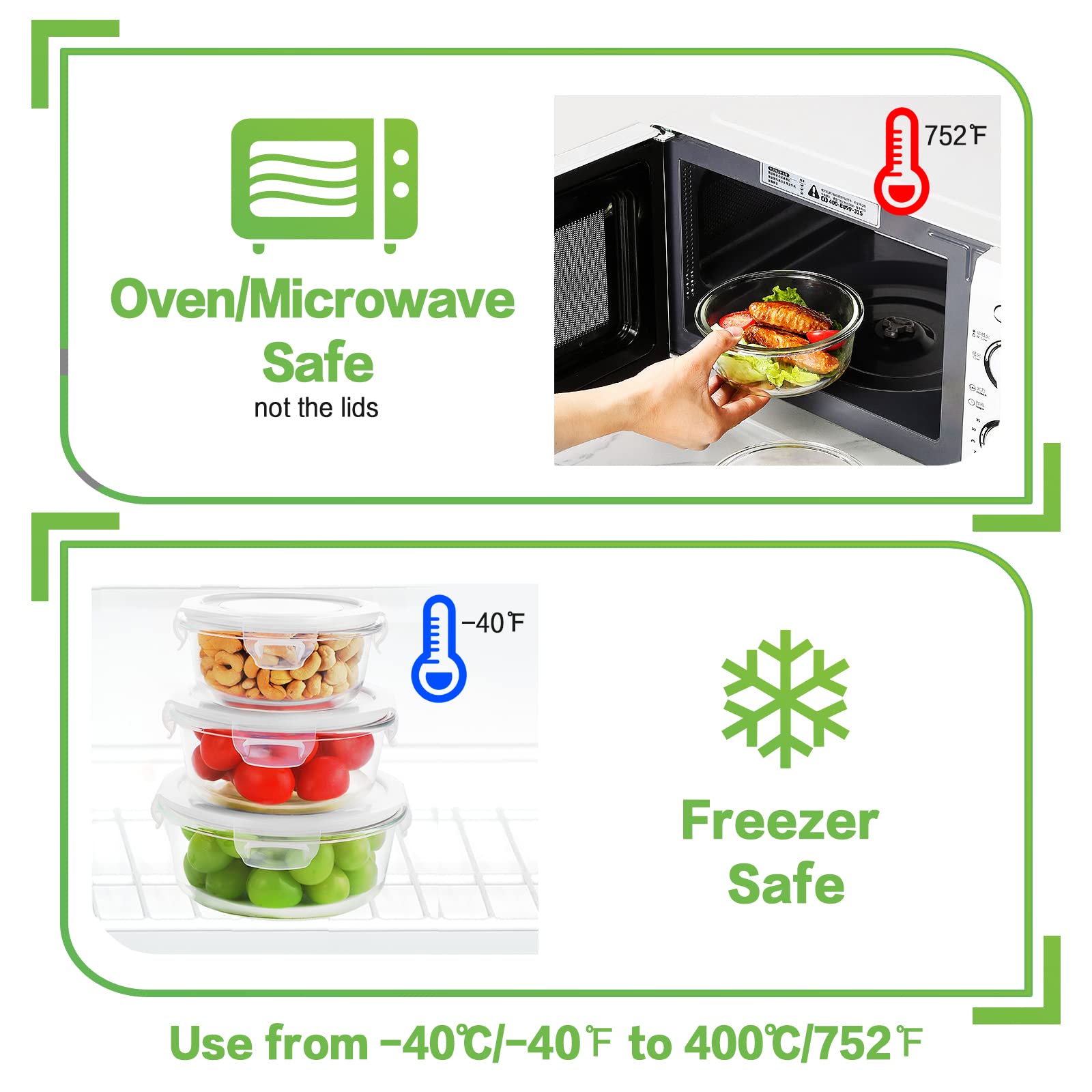 HOMBERKING 18-Piece Glass Food Storage Containers Set with Airtight Lids - BPA-Free Meal Prep & Lunch Bento Boxes for Kitchen, Office, Picnics (9 Containers + 9 Lids, White) - Perfect for Meal Prepping, Leftovers & On-the-Go Lunches