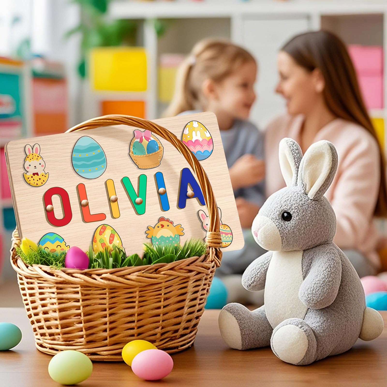 Personalized Wooden Name Puzzle for Kids - Custom 1st Birthday Gift for 1 Year Old Boys & Girls - Early Learning Educational Toy - Perfect for Easter, Birthday & Toddler Gifts - Great for Nursery Decor & Montessori Learning Activities