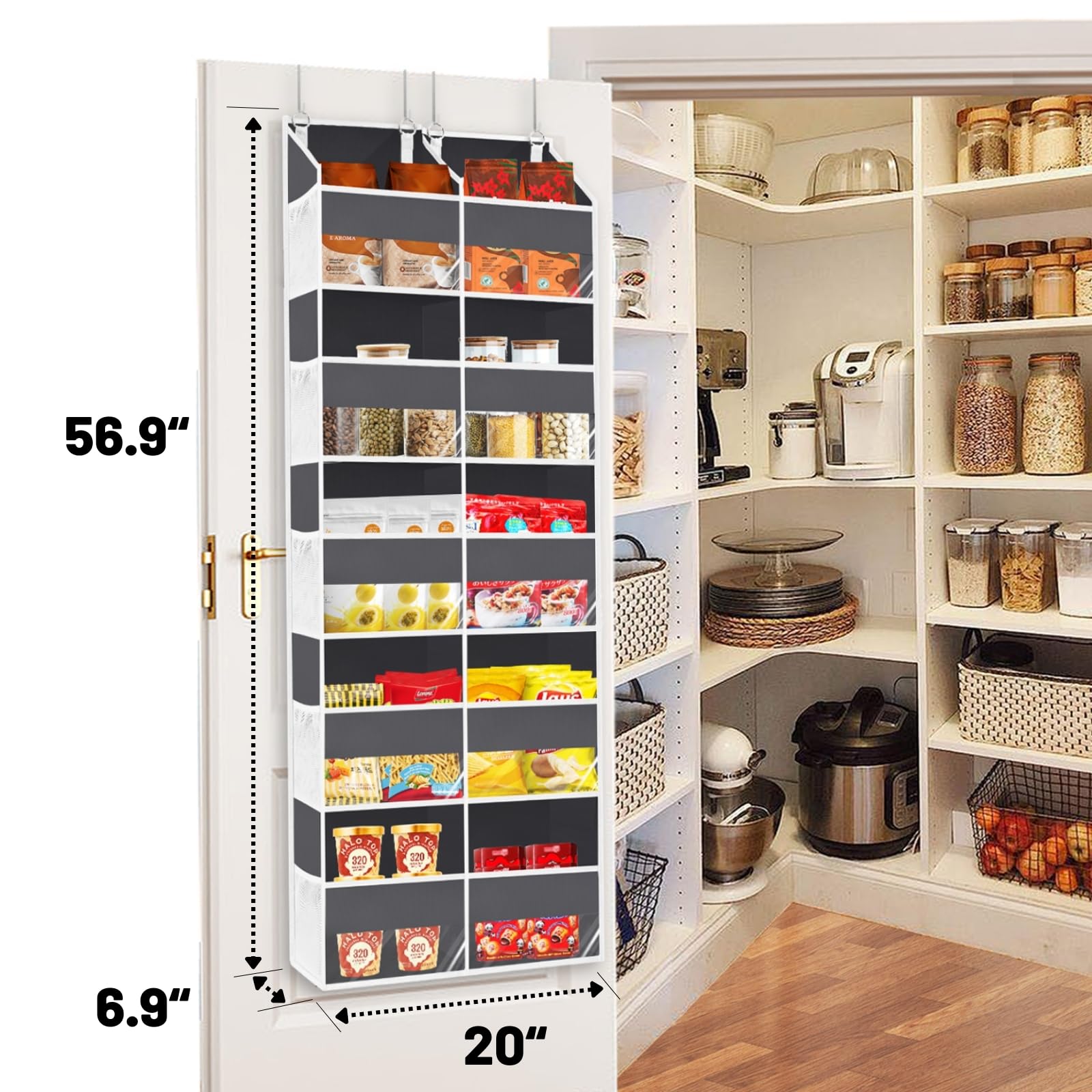 Extra Large Over the Door Organizer - 5 Tier Hanging Storage with 10 Compartments (80 lbs Capacity) | Space-Saving Closet, Nursery, Bedroom & Bathroom Organizer for Diapers, Toys, Towels & More