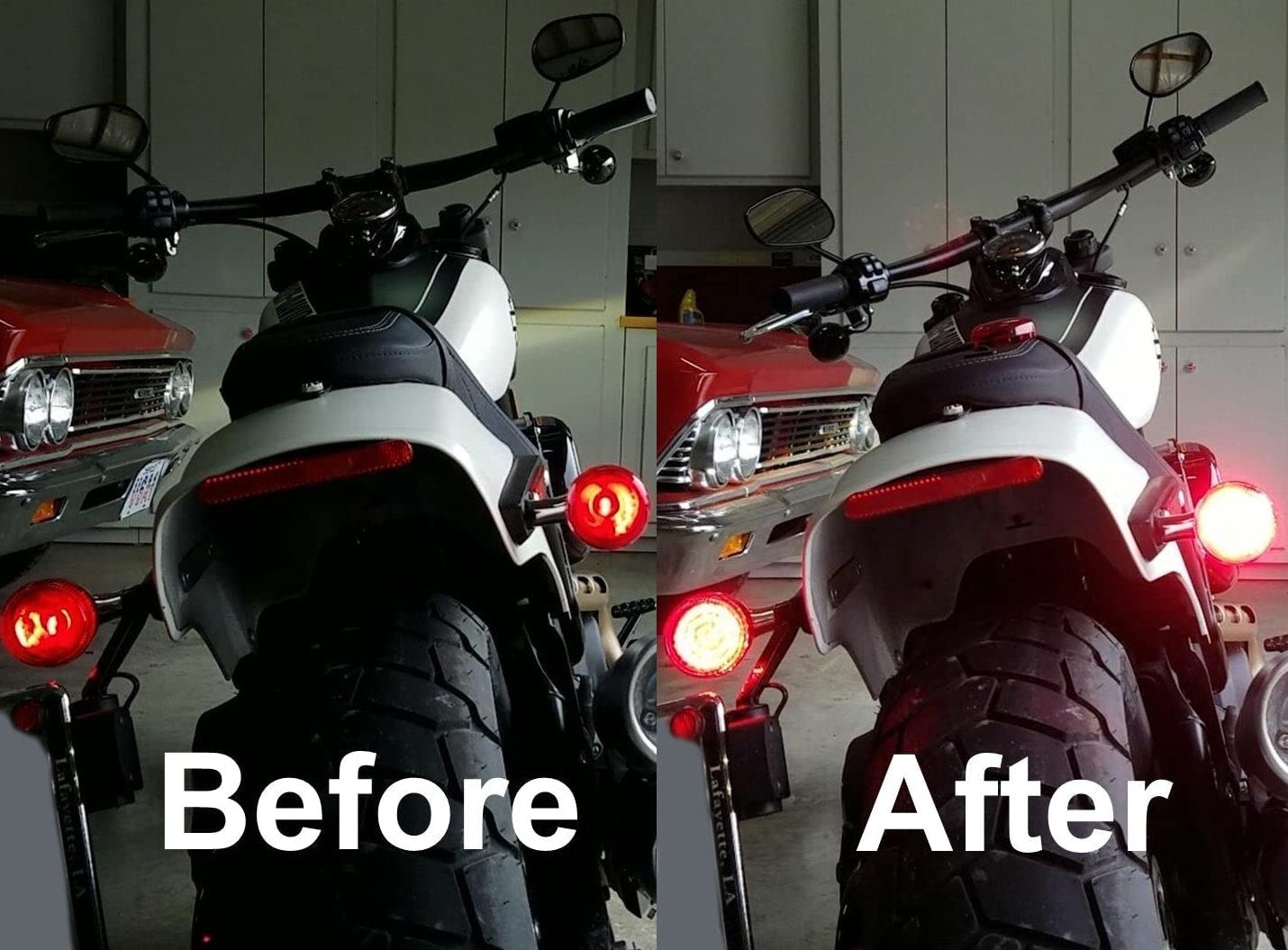 **Eagle Lights 8748RTS-C 2 Inch Rear LED Turn Signals with Halo Running & Brake Lights for Harley Davidson Motorcycles (Gen I / 1157 Base) - Red/Clear Lenses - Enhanced Visibility & Safety for Night Riding**