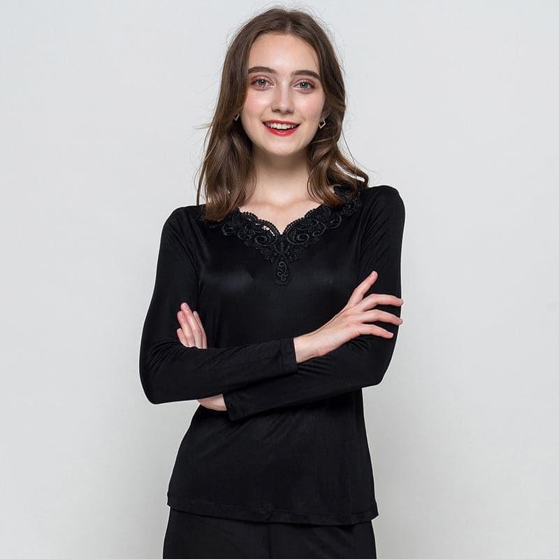 100% Pure Silk Thermal Underwear Set for Women - Soft & Warm Winter Base Layer for Cold Weather, Layering, and Indoor Comfort