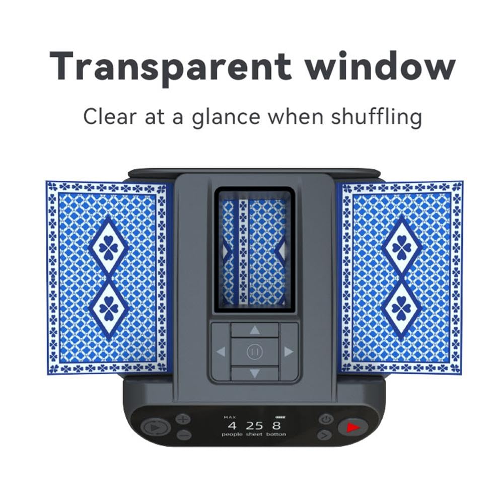2 in 1 Automatic Card Dealer and Shuffler Machine - 360° Rotating Poker Card Dispenser with 4 Wireless Buttons, Rechargeable Battery for Blackjack, Texas Hold'em, Casino Night & Family Game Nights - Perfect for Poker Parties, Casino Events and Home Entertainment