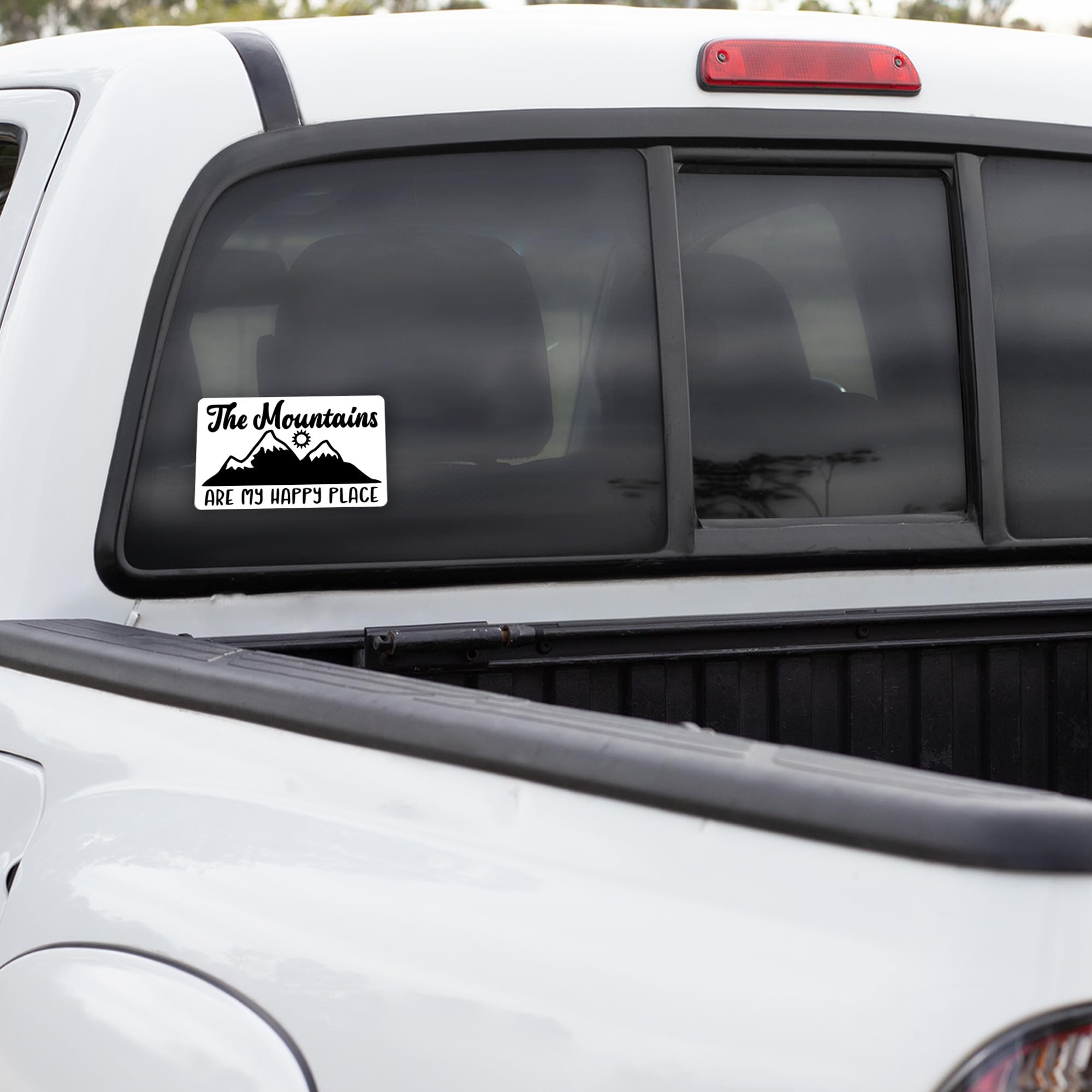 The Mountains are My Happy Place Vinyl Decal Sticker - 5 Inch Black on White - Perfect for Cars, Trucks, Vans, SUVs, Walls, Cups & Laptops - Great for Outdoor Enthusiasts, Camping Trips & Nature Lovers