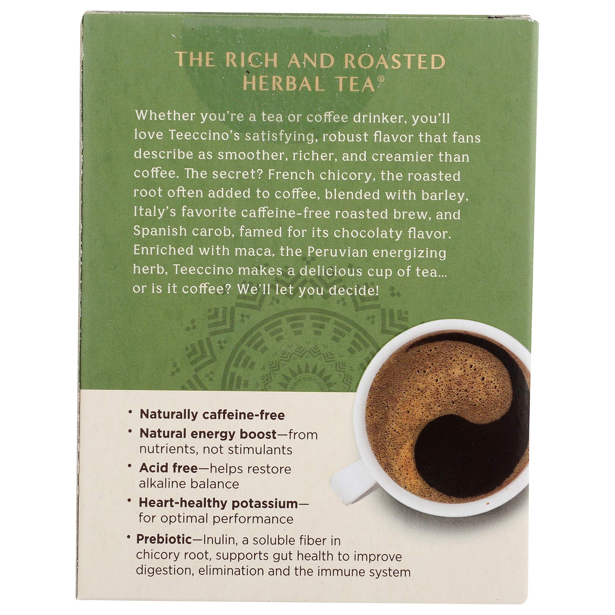 Teeccino Herbal Tea – Maca Chocolaté – Caffeine Free Coffee Alternative with Adaptogenic Peruvian Maca, Cacao & Chicory – Prebiotic, Acid Free – 10 Tea Bags (Pack of 4) – Perfect for Relaxation, Digestion & Healthy Lifestyle
