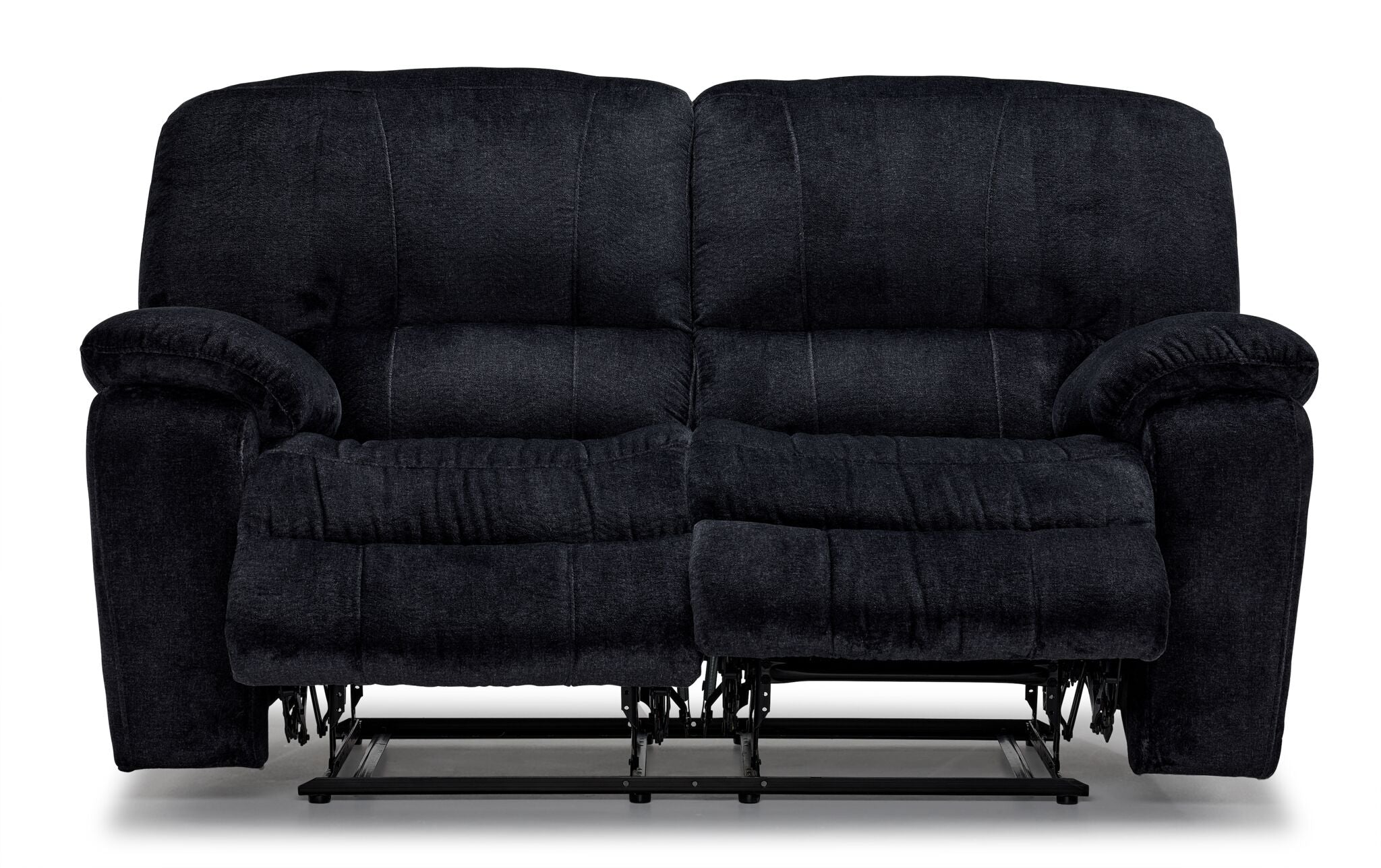 Burma Reclining Loveseat Sofa - Graphite Grey Fabric - Modern Small Space Living Room Furniture for Apartments & Cozy Homes