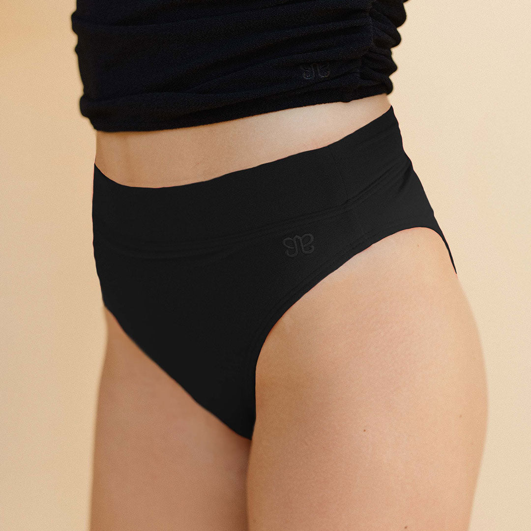 Black Terry Almost Cheeky Bottoms - High Waist Yoga Shorts for Women, Comfortable Workout & Lounge Wear - Perfect for Yoga, Gym, and Relaxing at Home