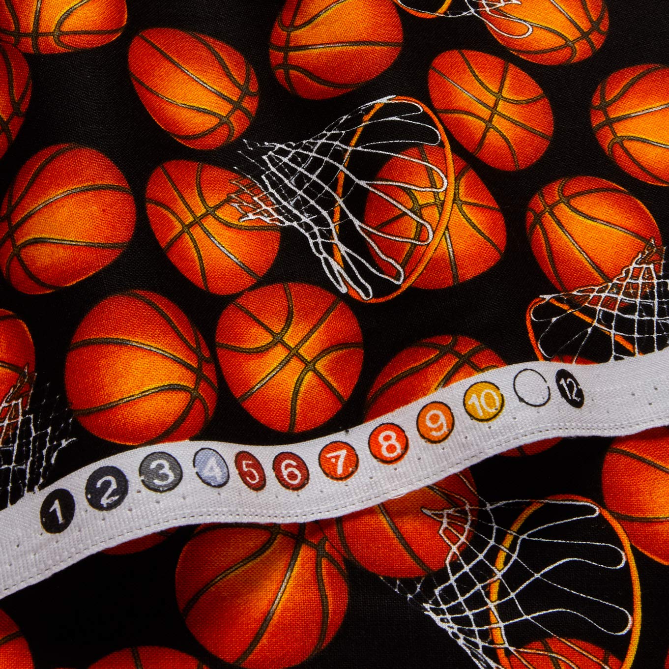 Black/Orange Basketball Fabric - Perfect for Sports & DIY Projects