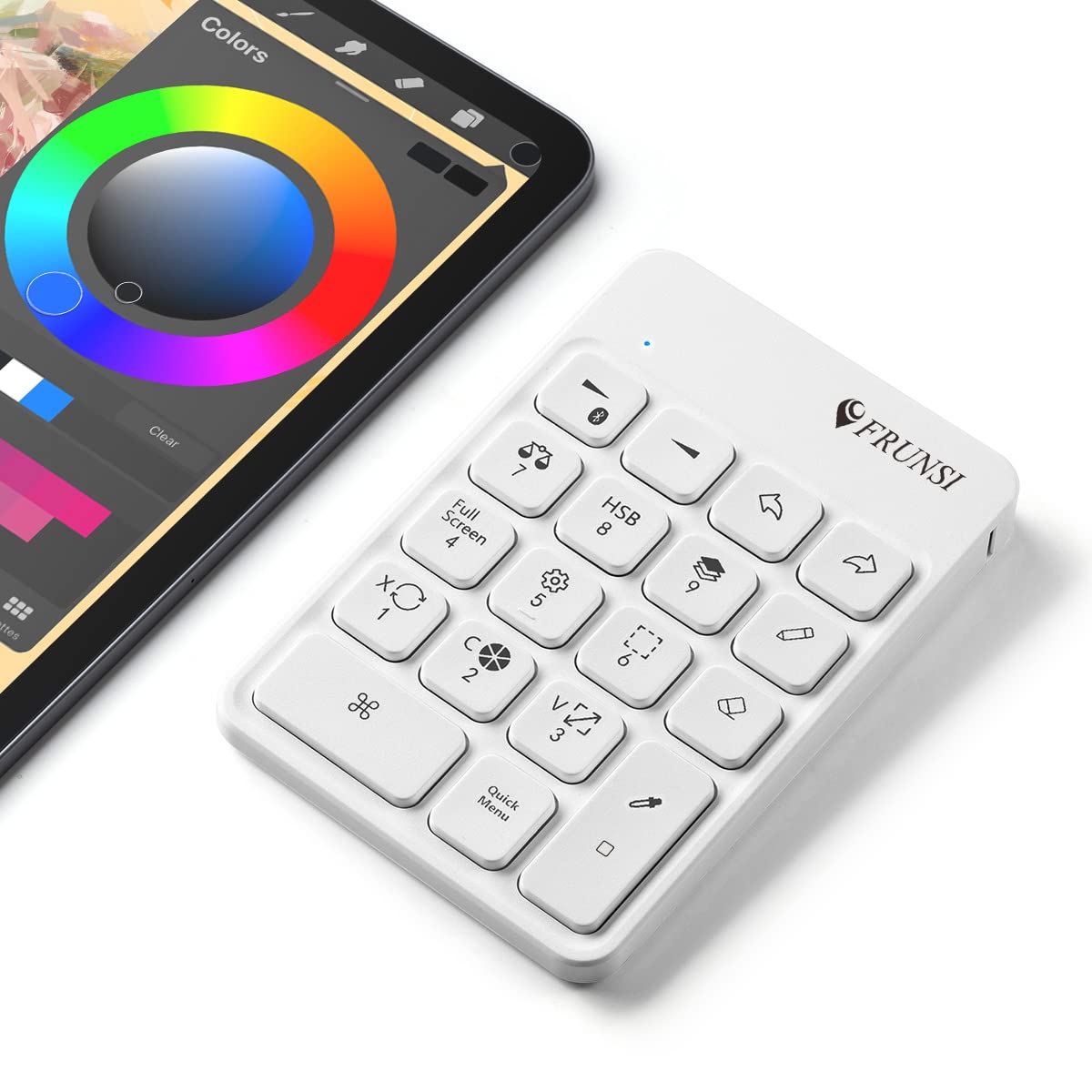 Frunsi 6.5 x 5.5 Inch Wireless Rechargeable Drawing Keyboard for Procreate - Compatible with iPad, Graphics Tablet & Digital Painting - Perfect for Artists, Designers & Creative Professionals