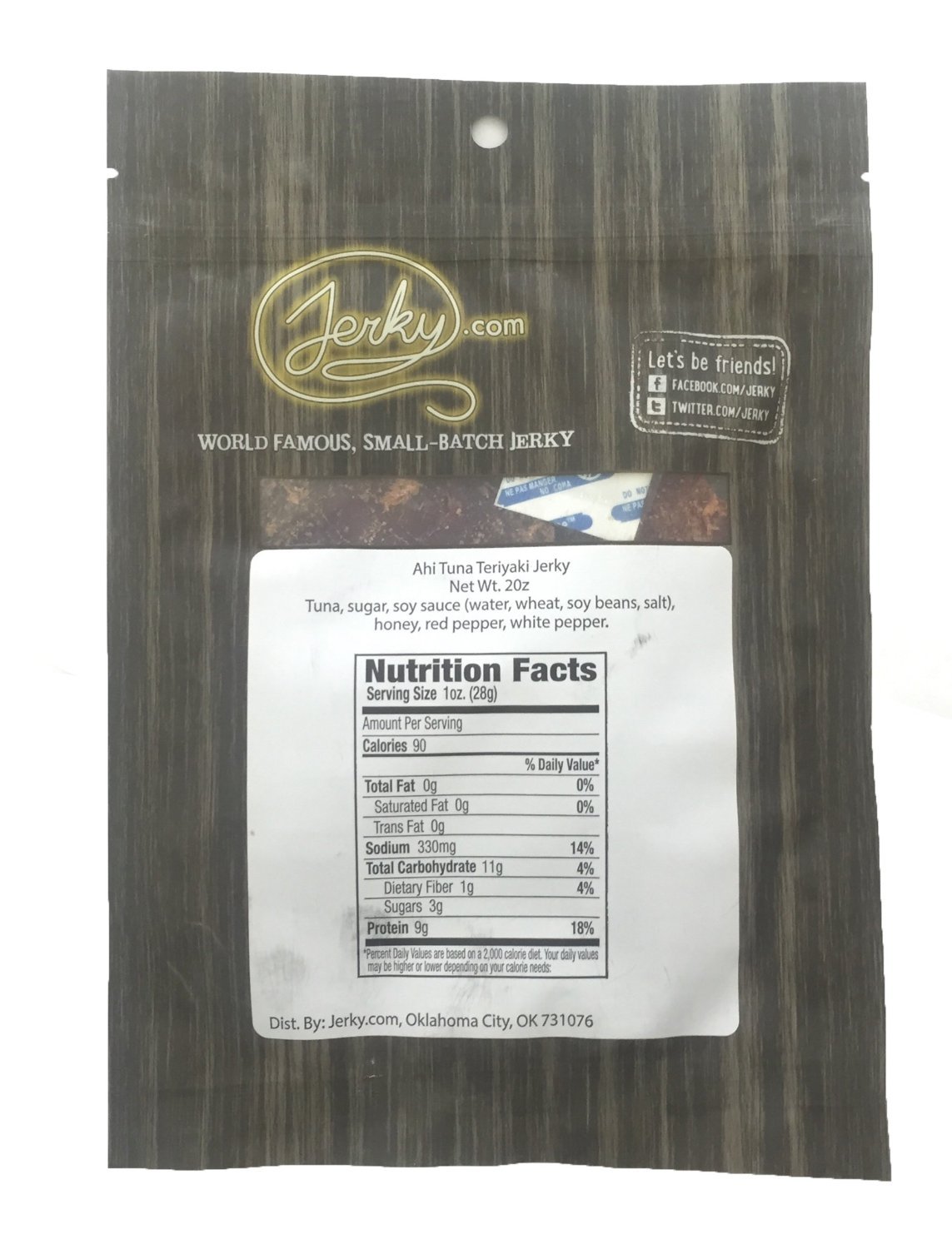 Premium All Natural Ahi Tuna Jerky - 3 Pack | 100% Whole Muscle Tuna Fillets | No Preservatives, Nitrates or MSG | 5.25oz | High Protein Snack for Hiking, Camping & Keto Diet
