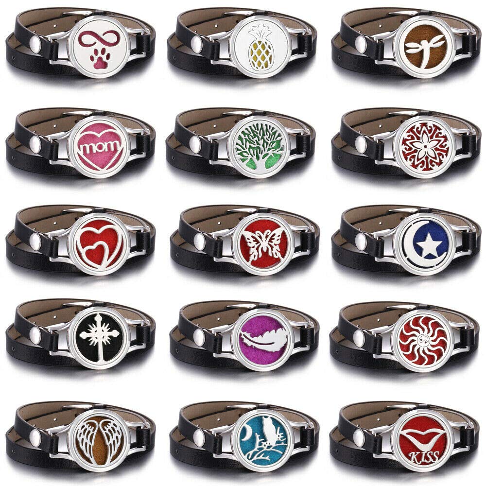Aromatherapy Perfume Locket Bracelet - Double Leather Wristband with Fragrance Diffuser | Essential Oil Jewelry for Women | Perfect for Daily Wear, Meditation & Stress Relief (Color: SSZ2)