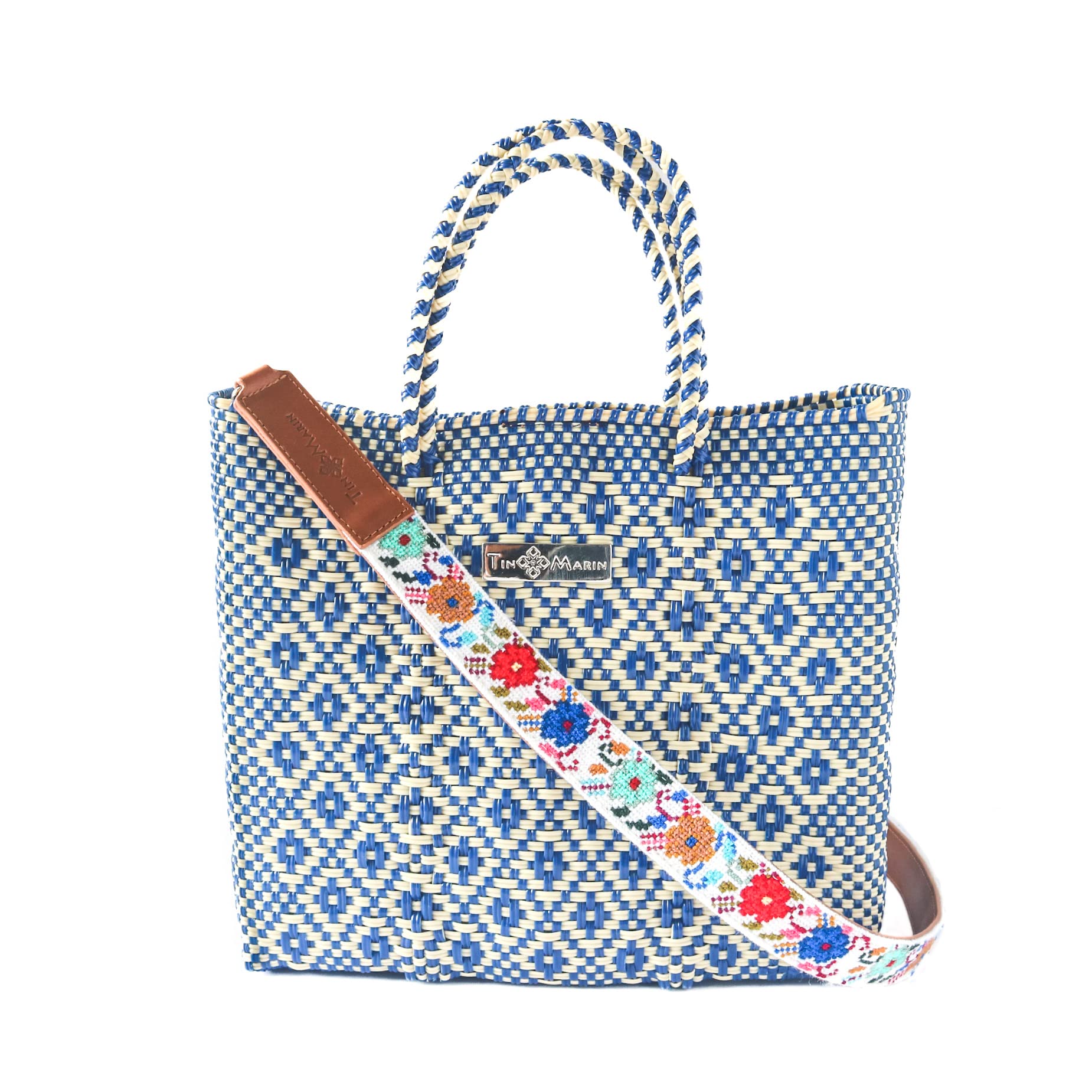 Floral Embroidered Woven Bag Strap with Tan Leather - Adjustable Crossbody Purse Strap, Wide Shoulder Strap for Handbags, Luggage & Cameras - Perfect for Travel, Shopping & Everyday Use
