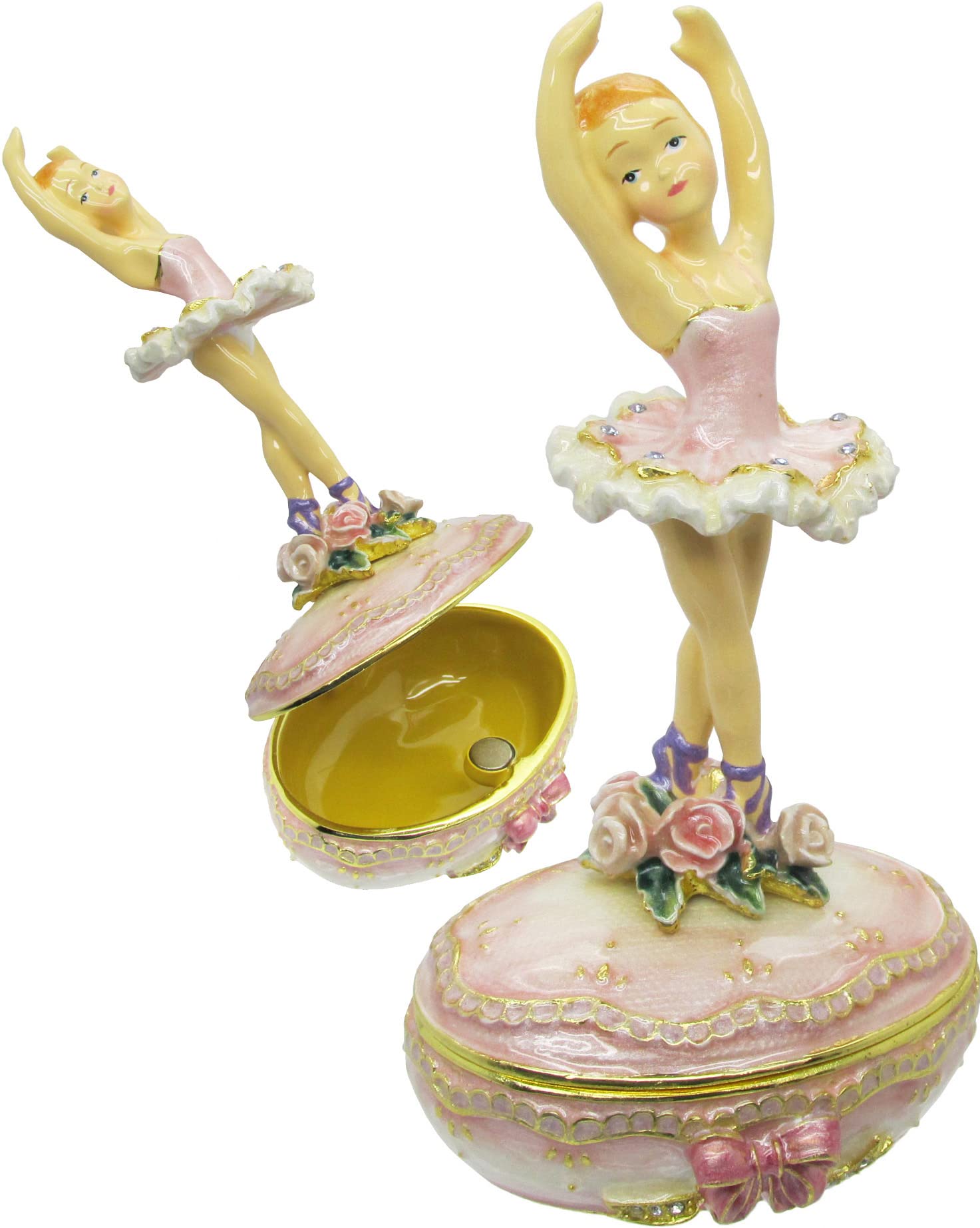 Elegant Ballerina Jeweled Trinket Box with Genuine Austrian Crystals - Perfect for Jewelry Storage, Gift Giving & Home Decor