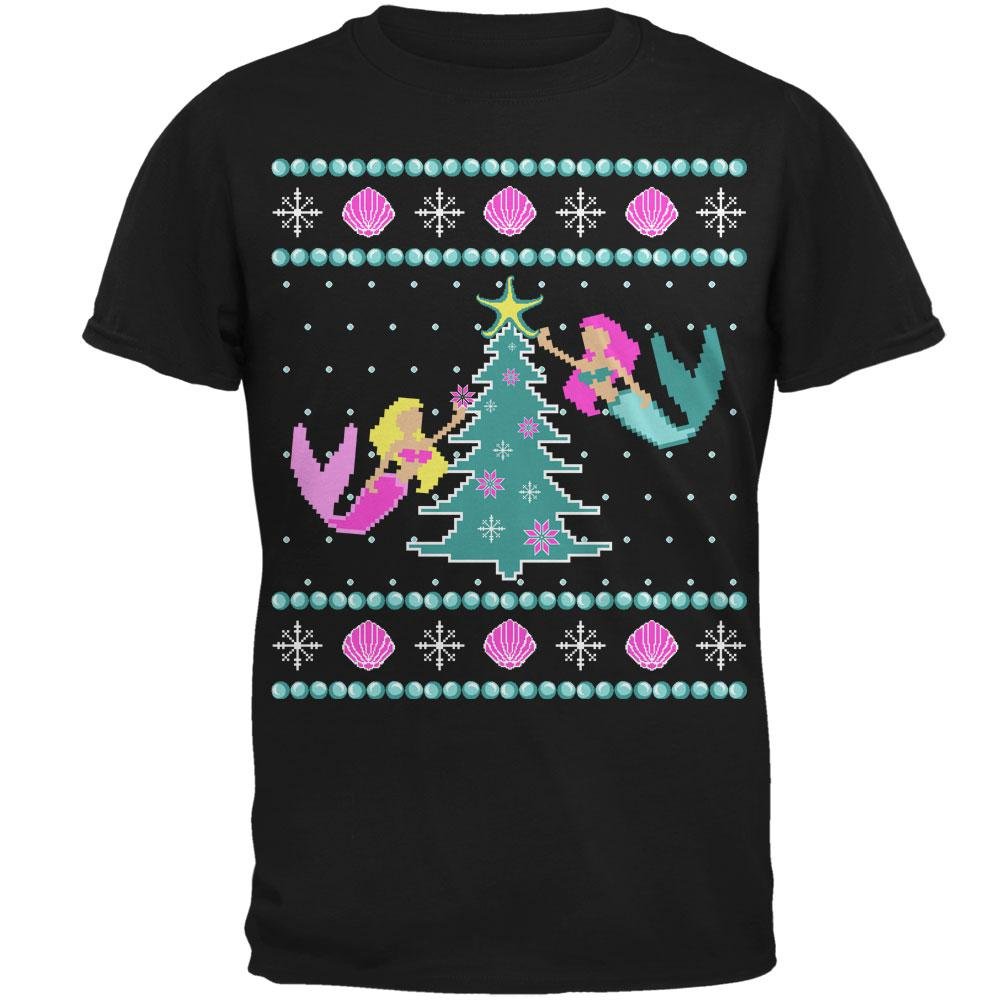Funny Mermaid Christmas Tree Ugly Sweater for Men - Festive Holiday Party T-Shirt for Xmas Gatherings & Gift Exchanges