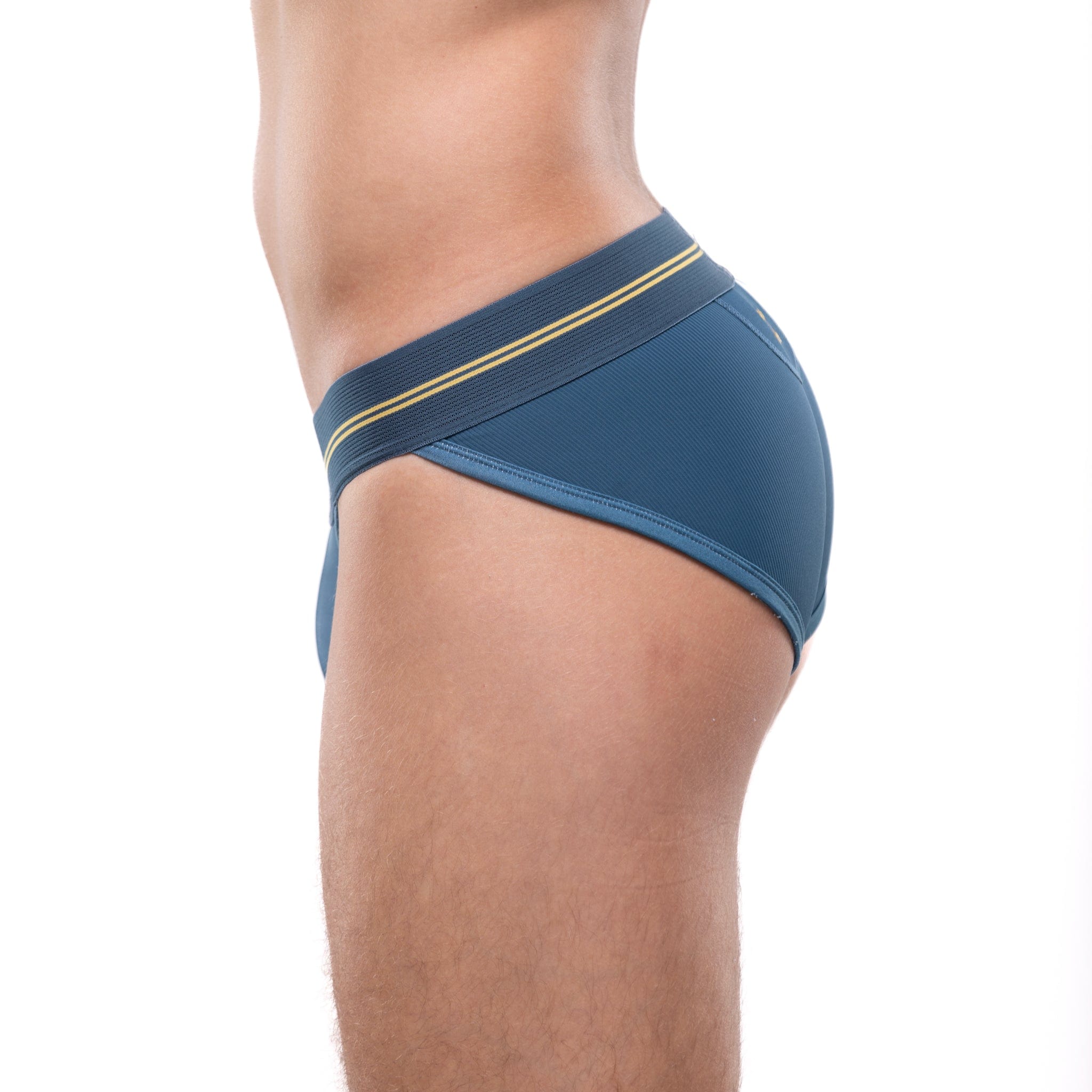 High-Performance Ribbed Sport Briefs for Men - Breathable & Comfortable Blue Underwear - Ideal for Gym, Running & Active Lifestyle