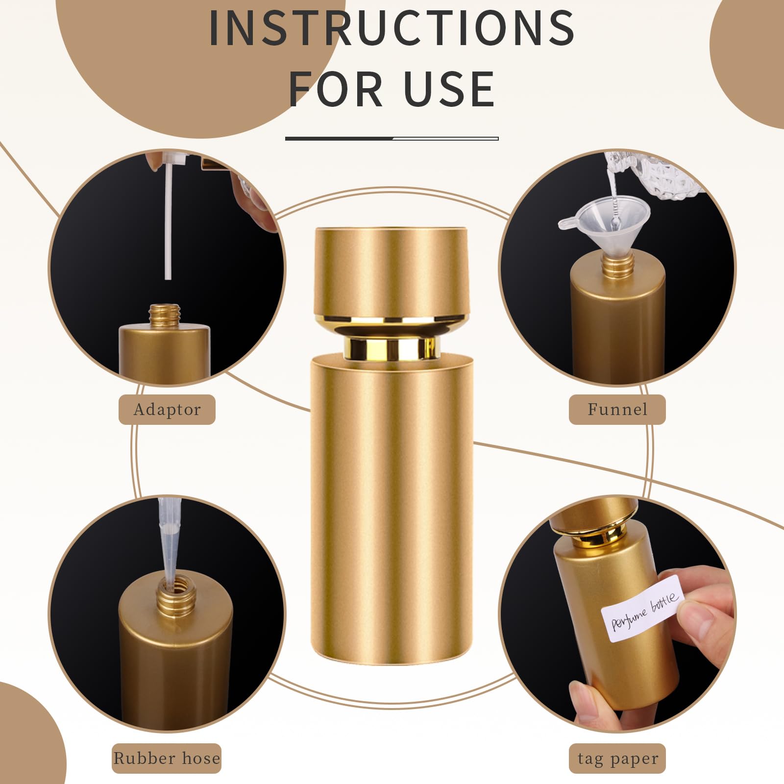 2 Pack 50ml Refillable Glass Perfume Spray Bottles - Portable Cologne Atomizer for Travel (Black & Gold) | Perfect for DIY Fragrances, Essential Oils & On-the-Go Use