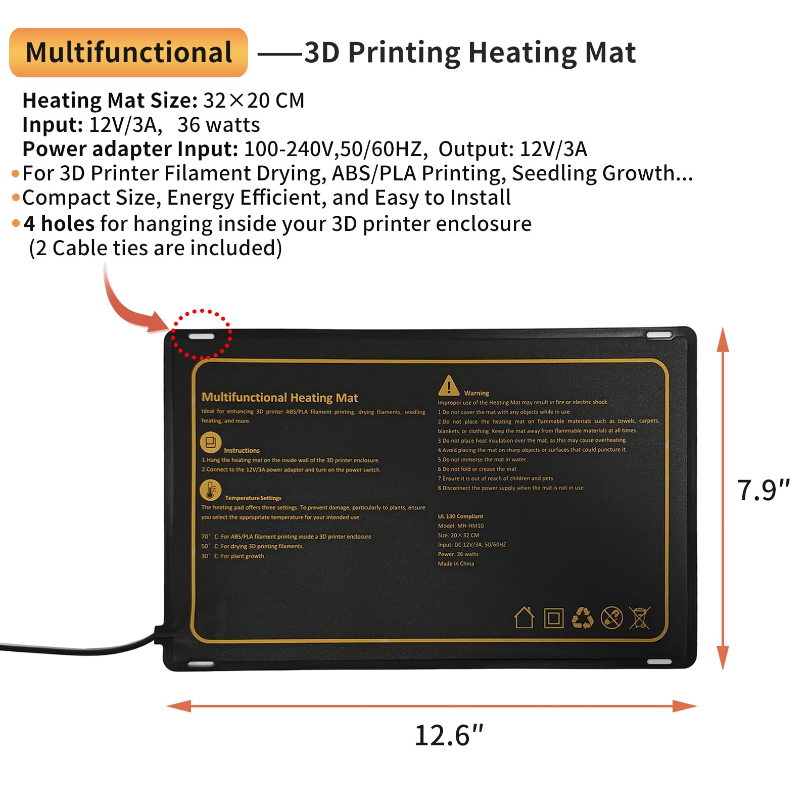 Premium 3D Printer Enclosure with Heater - Large Fireproof Resin Printer Warm Tent, UV Light Shelter & Heating Mat - Stainless Steel Frame - Compatible with Ender3 V3, FDM & Most Resin 3D Printers - Perfect for Home Workshops & Professional Printing Studios
