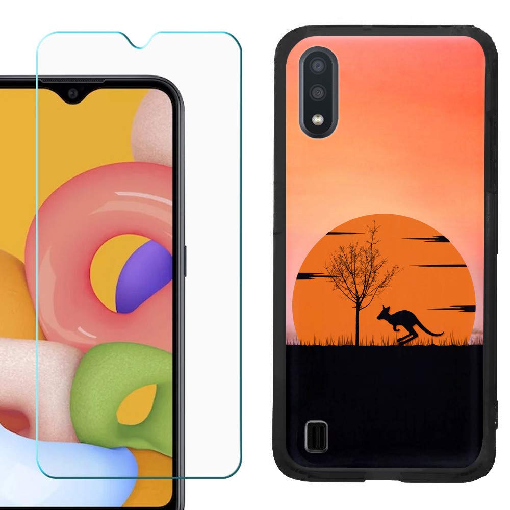 OneToughShield Slim-Fit TPU Phone Case for Samsung Galaxy A01 - Shockproof Protective Cover with Tempered Glass Screen Protector (Black) | Perfect for Outdoor Activities, Work & Daily Use