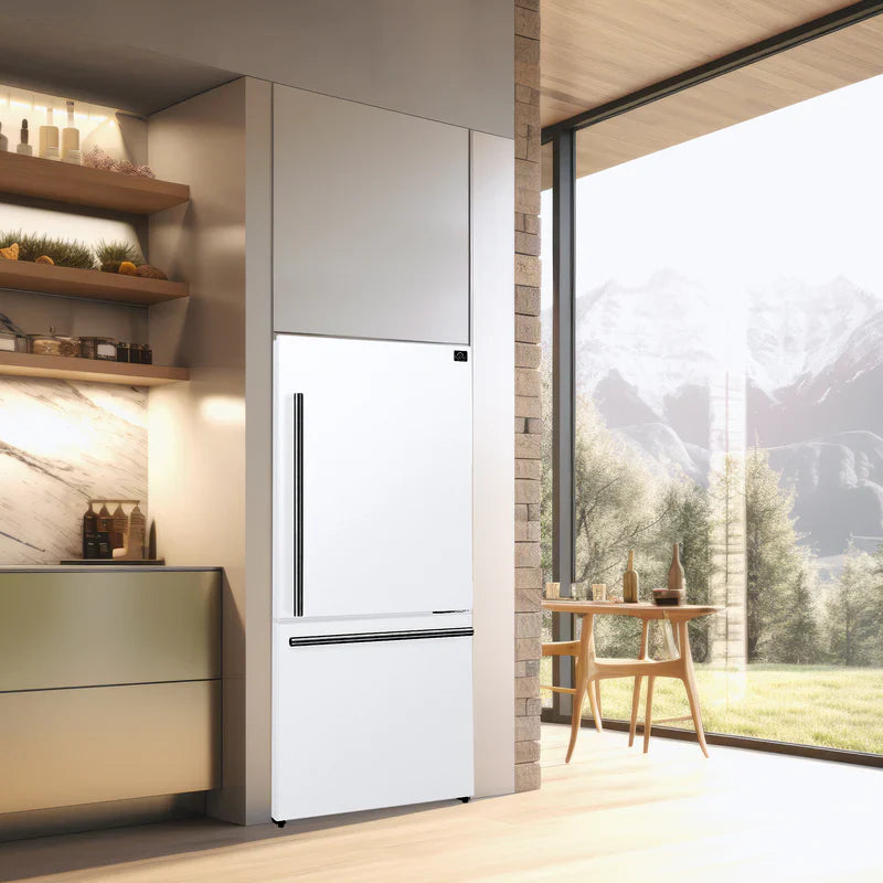 Forno Milano 31 Inch 17.2 cu.ft Bottom Freezer Refrigerator with Right Swing Door - Model FFFFD1785 | Energy Efficient Stainless Steel Kitchen Appliance for Home, Office, or Cafe Use