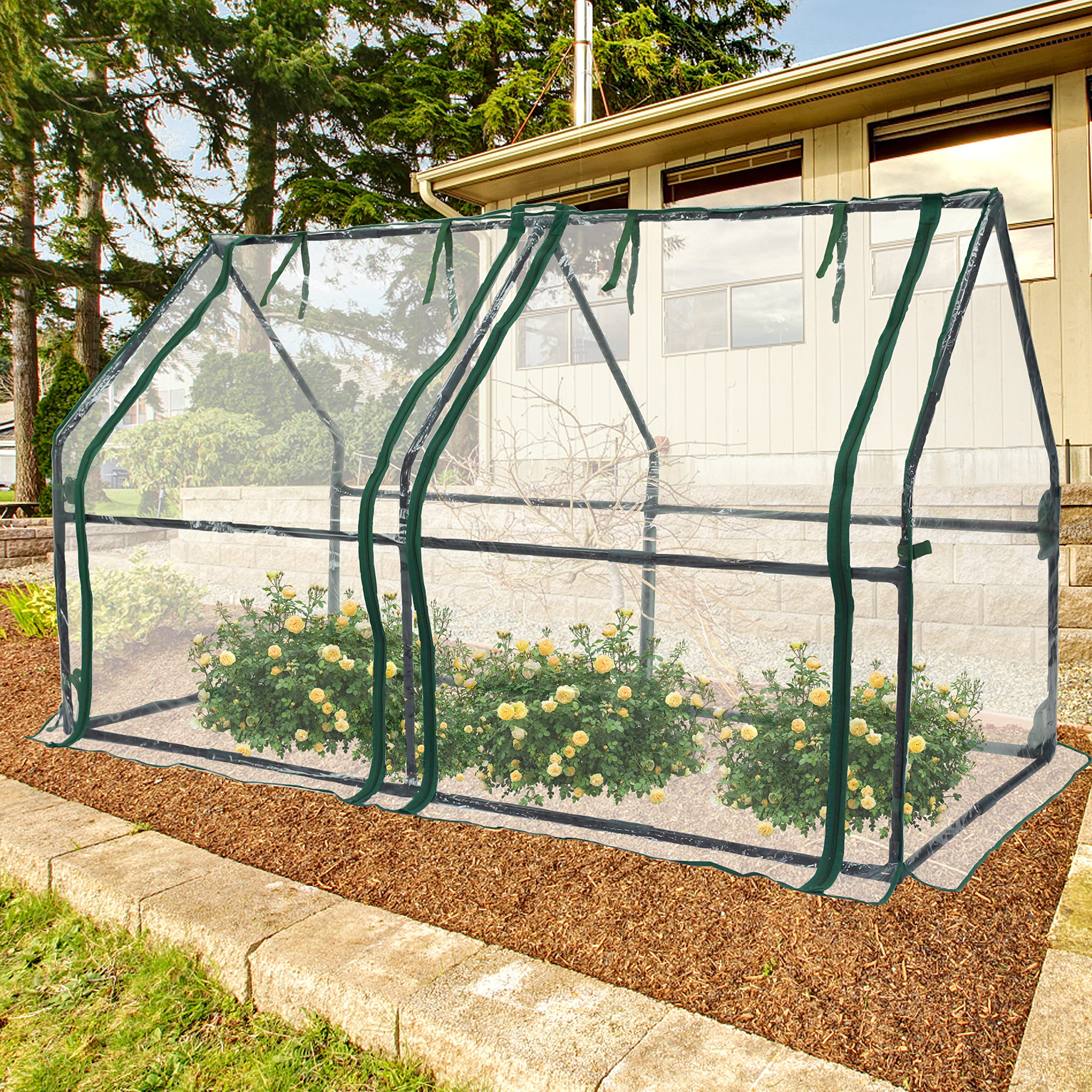 Gardzen Mini Greenhouse - Heavy Duty Portable Clear Tent for Indoor/Outdoor Plants (71.7”L x 36.2”W x 42.5”H) - Perfect for Seed Starting, Plant Protection & Winter Gardening