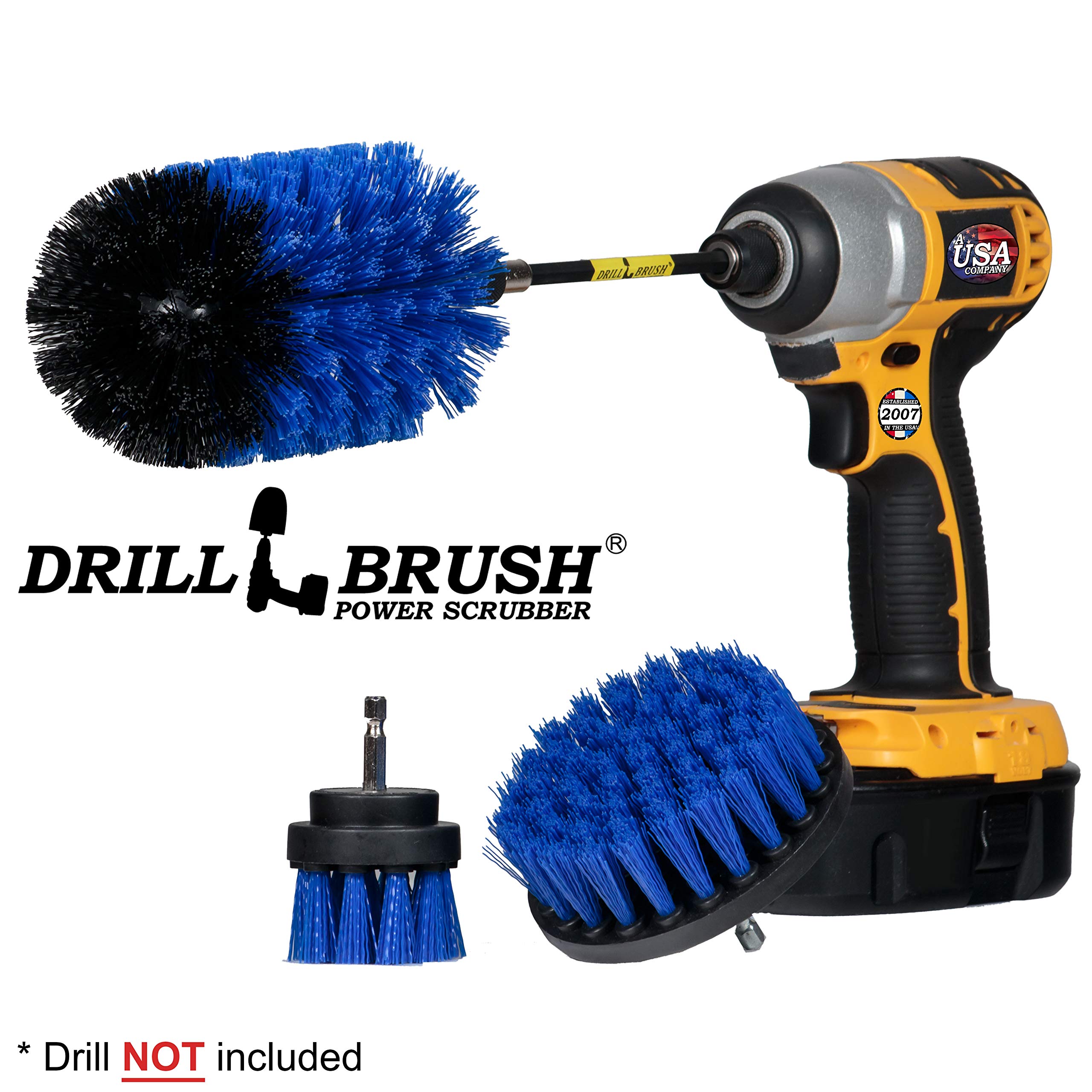 Premium Aquatic Cleaning Brush Set - Medium Stiffness Blue Brushes with Long Reach Extension - Fish Tank, Aquarium, Boat & Hull Cleaning Kit - Durable Scrub Brushes for Home & Marine Use - Perfect for Glass Tanks, Decks & Watercraft Maintenance