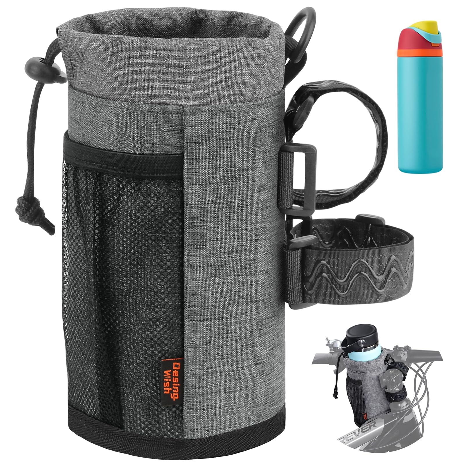**Insulated Bike Water Bottle Holder - 16-24oz, Non-Slip Straps & Multiple Installation for Mountain, Road, eBike & Scooter - Perfect for Cycling, Commuting & Outdoor Adventures**