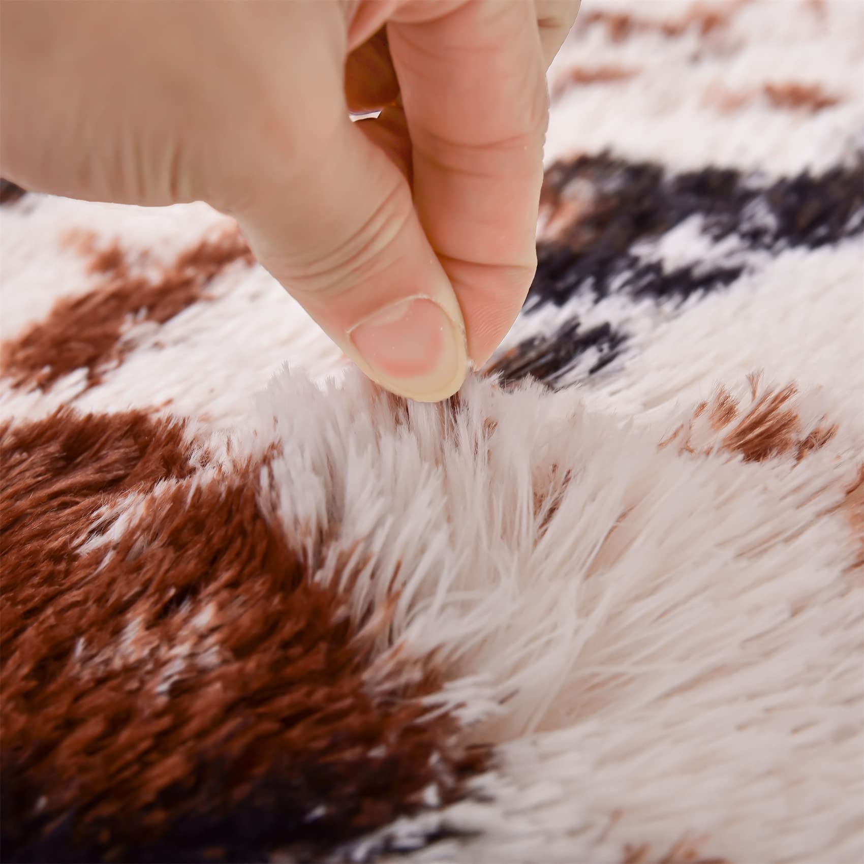 Cute Cow Print Area Rug - Soft Faux Cowhide Carpet for Nursery, Kids Room Decor - Non-Slip Animal Print Rug (Coffee-Black, 3x5 ft) - Perfect for Playrooms, Bedrooms & Farmhouse Style Decor