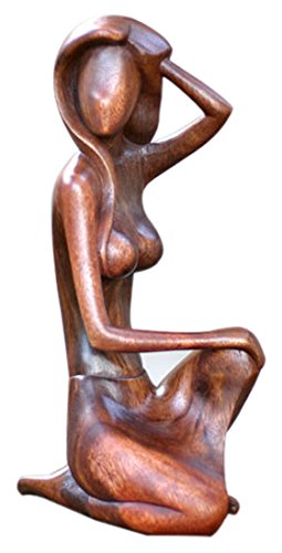 NOVICA Large Brown Female Form Wood Sculpture - 13.75